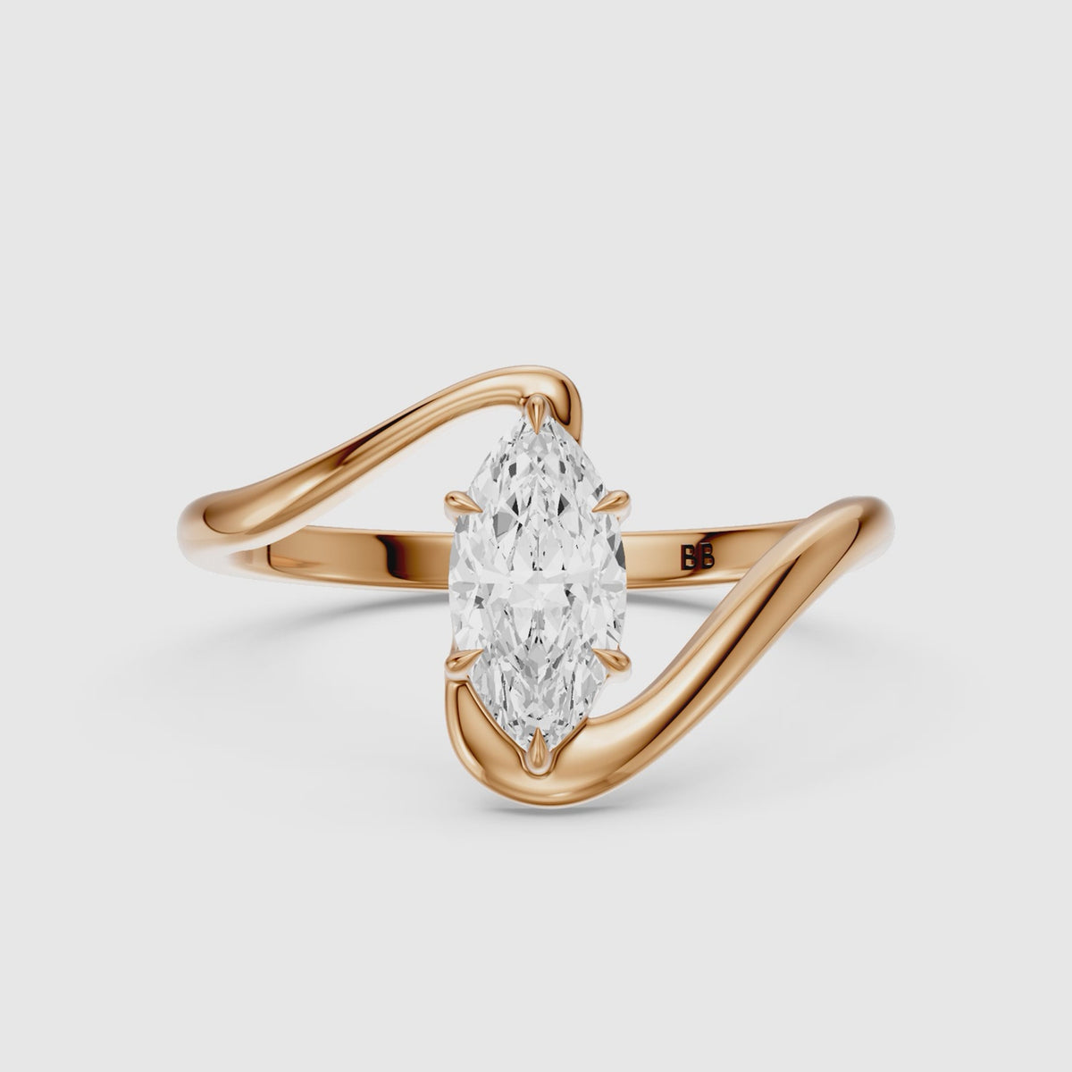 Load video: Juno Marquise 6 Prong Bypass Lab Grown Diamond Engagement Ring