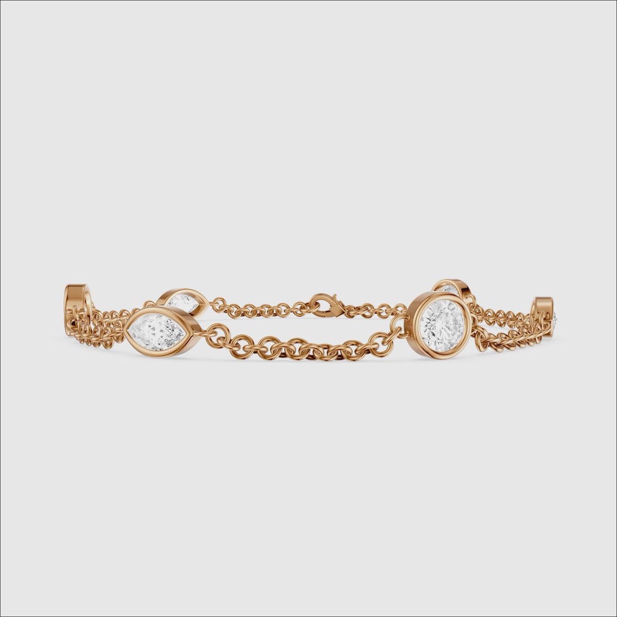 Load video: Erica Round and Marquise Lab Grown Diamond Station Chain Bracelet