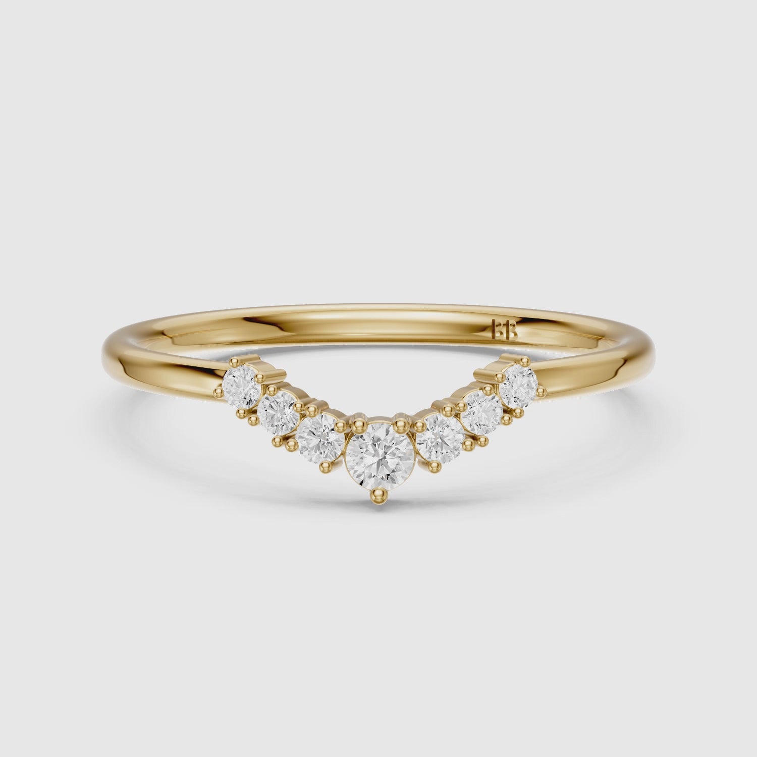 Load video: Nicki Round Lab Diamond V Shape Curved Wedding Band