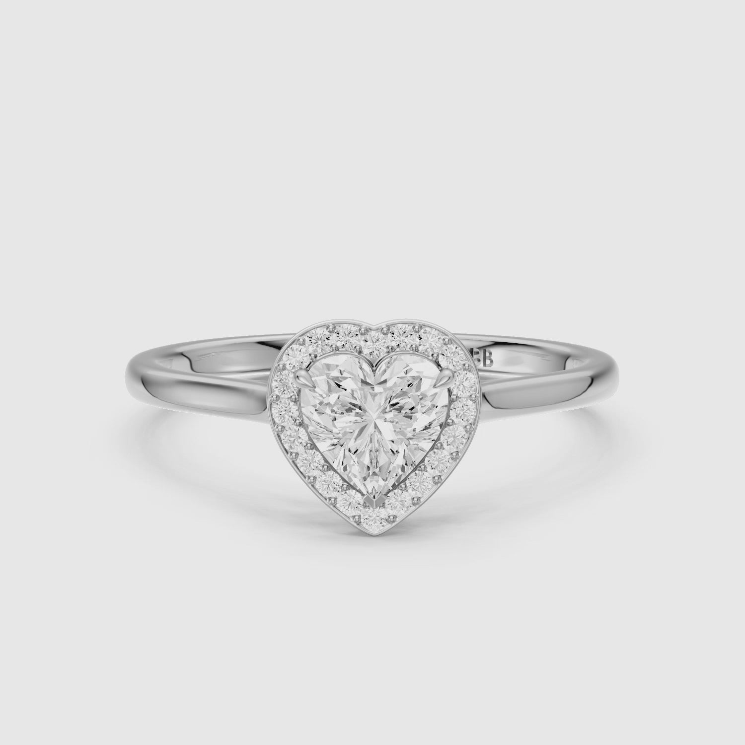 Load video: Brooke Heart Diamond Halo Cathedral Style Lab Grown Engagement Ring