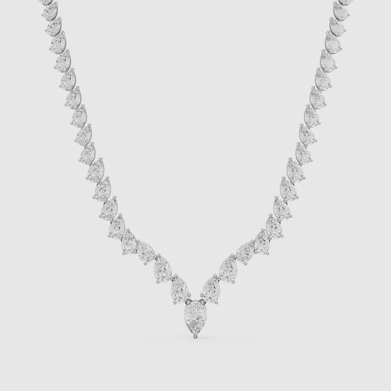 Load video: Summer Pear Cut Lab Diamond V Shape Tennis Necklace