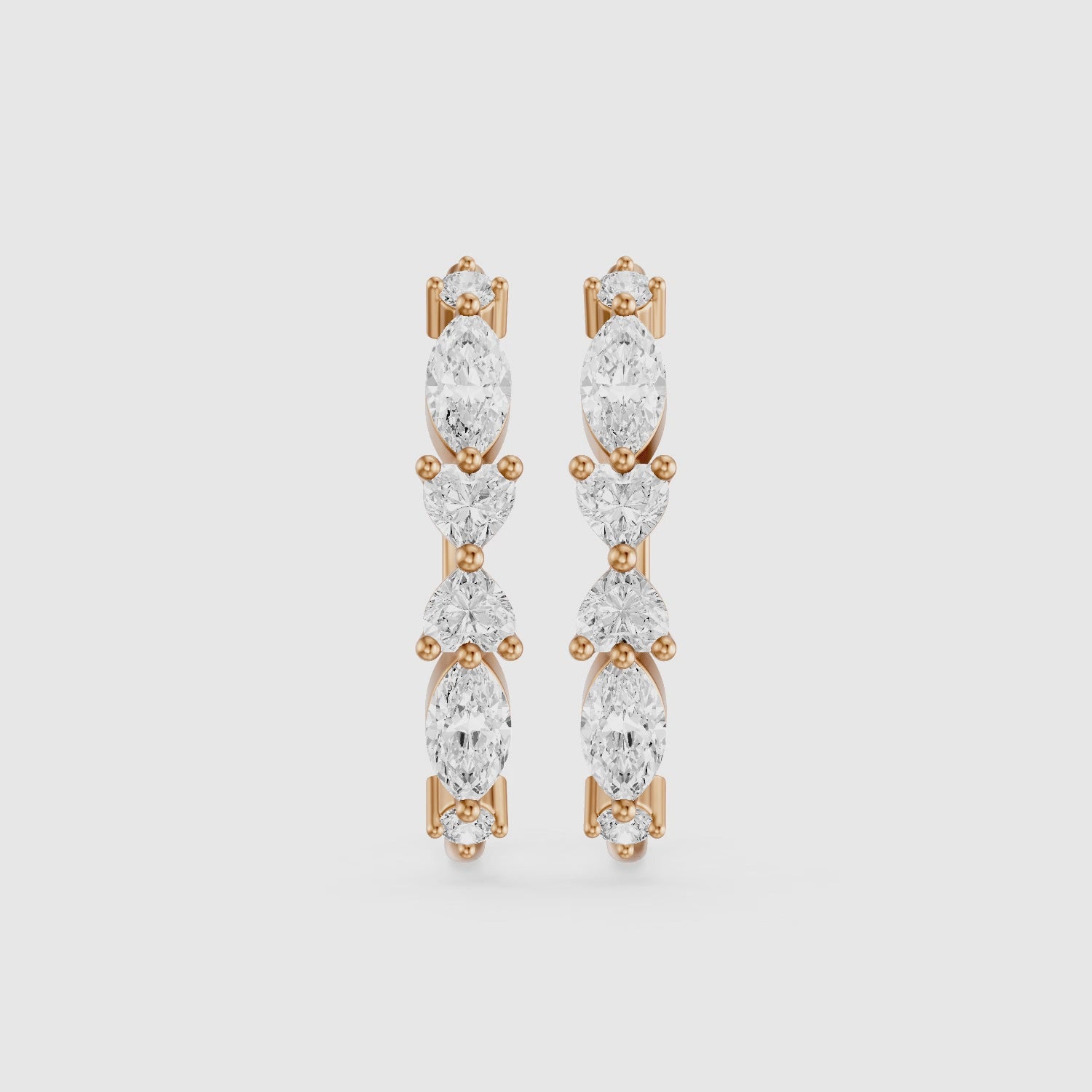 Load video: Eveline Multi Shape Lab Grown Diamond Hoop Earrings
