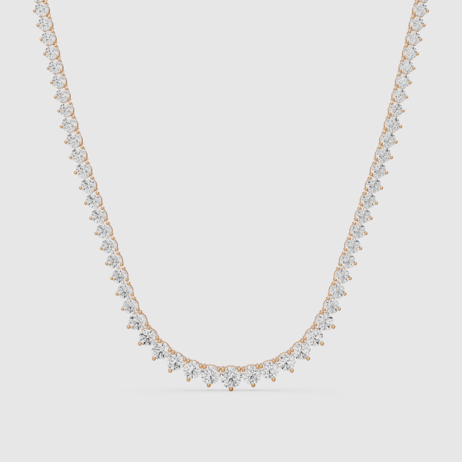 Load video: Felicity Round Cut Lab Grown Diamond Three Prong Tennis Necklace