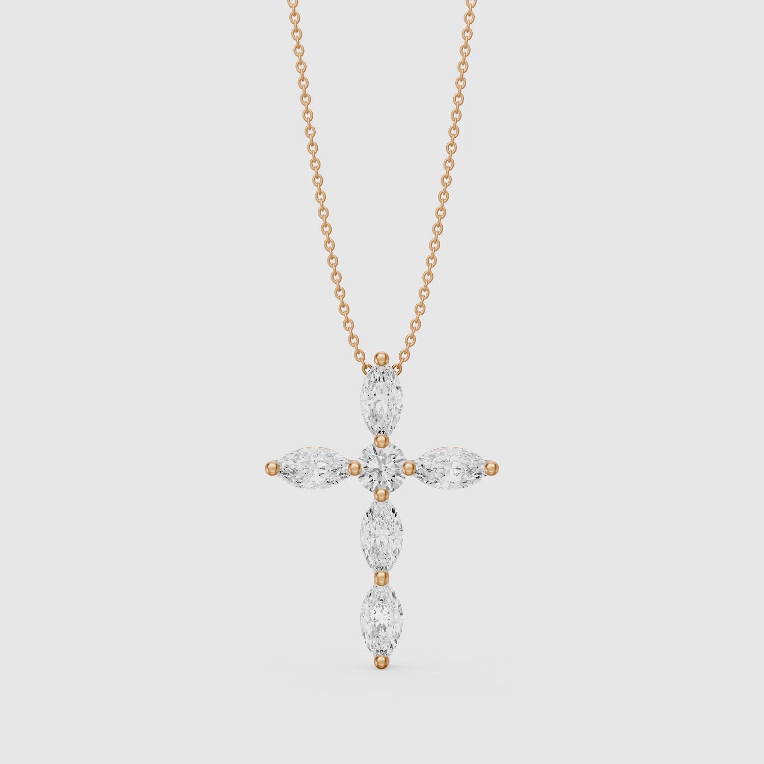 Load video: Noemi Marquise Lab Grown Diamond Cross Pendant