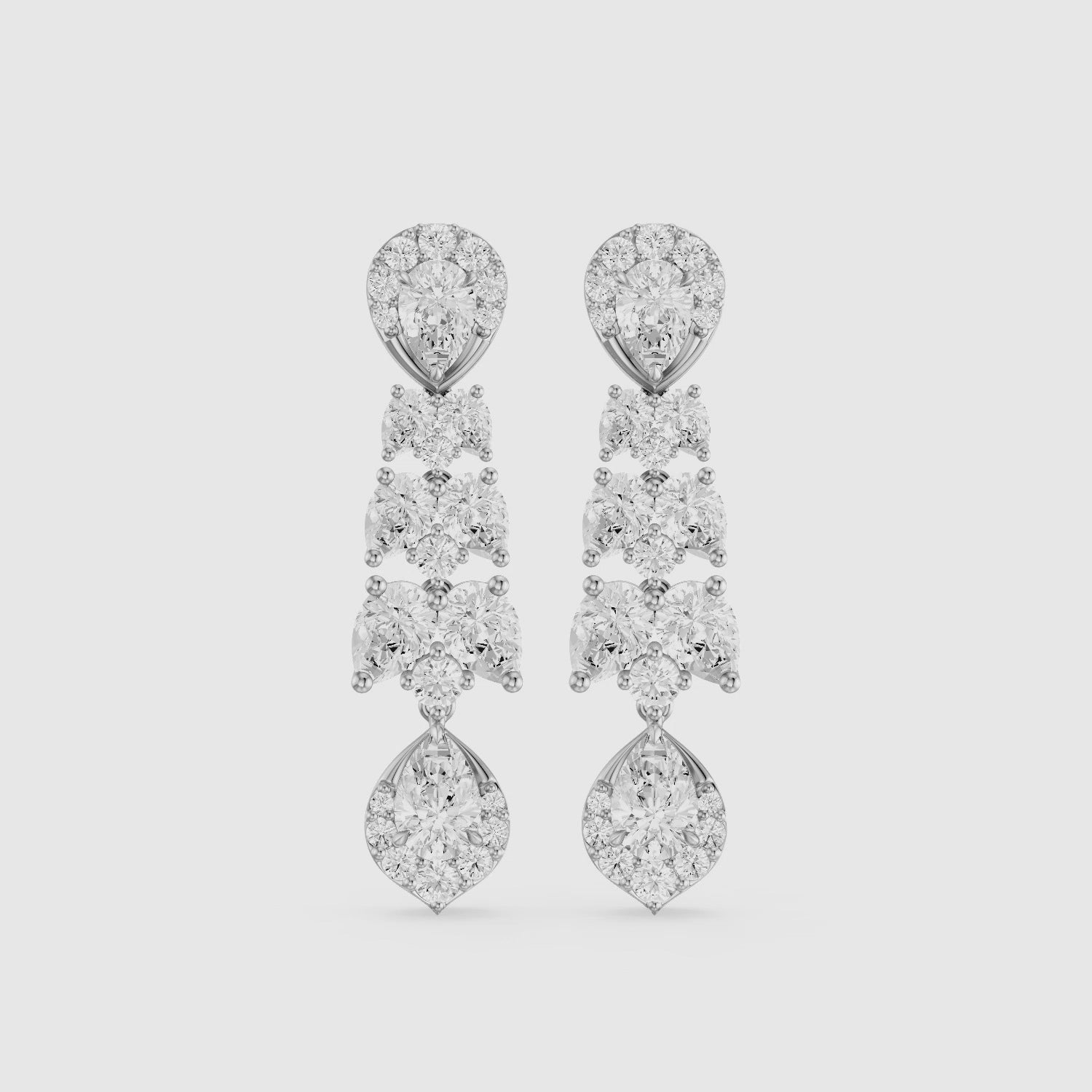Load video: Geneva Pear Halo Lab Grown Diamond Chandelier Earrings