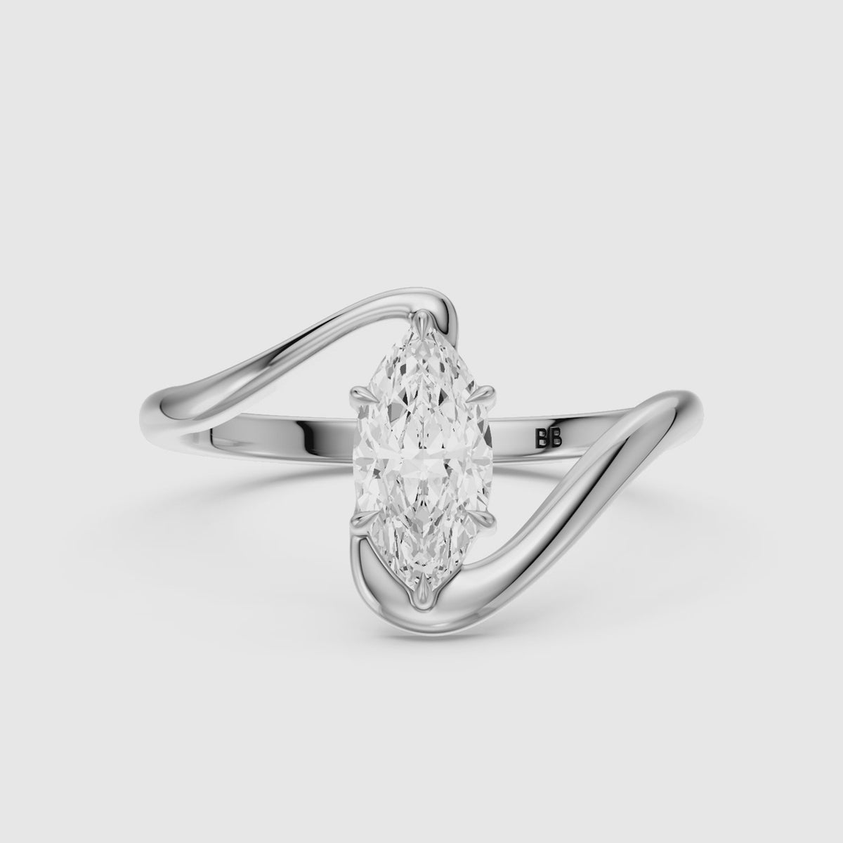 Load video: Juno Marquise 6 Prong Bypass Lab Grown Diamond Engagement Ring