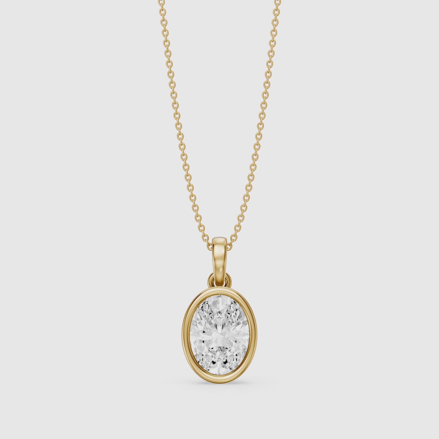 Load video: Agnese Oval Solitaire Lab Grown Diamond Pendant