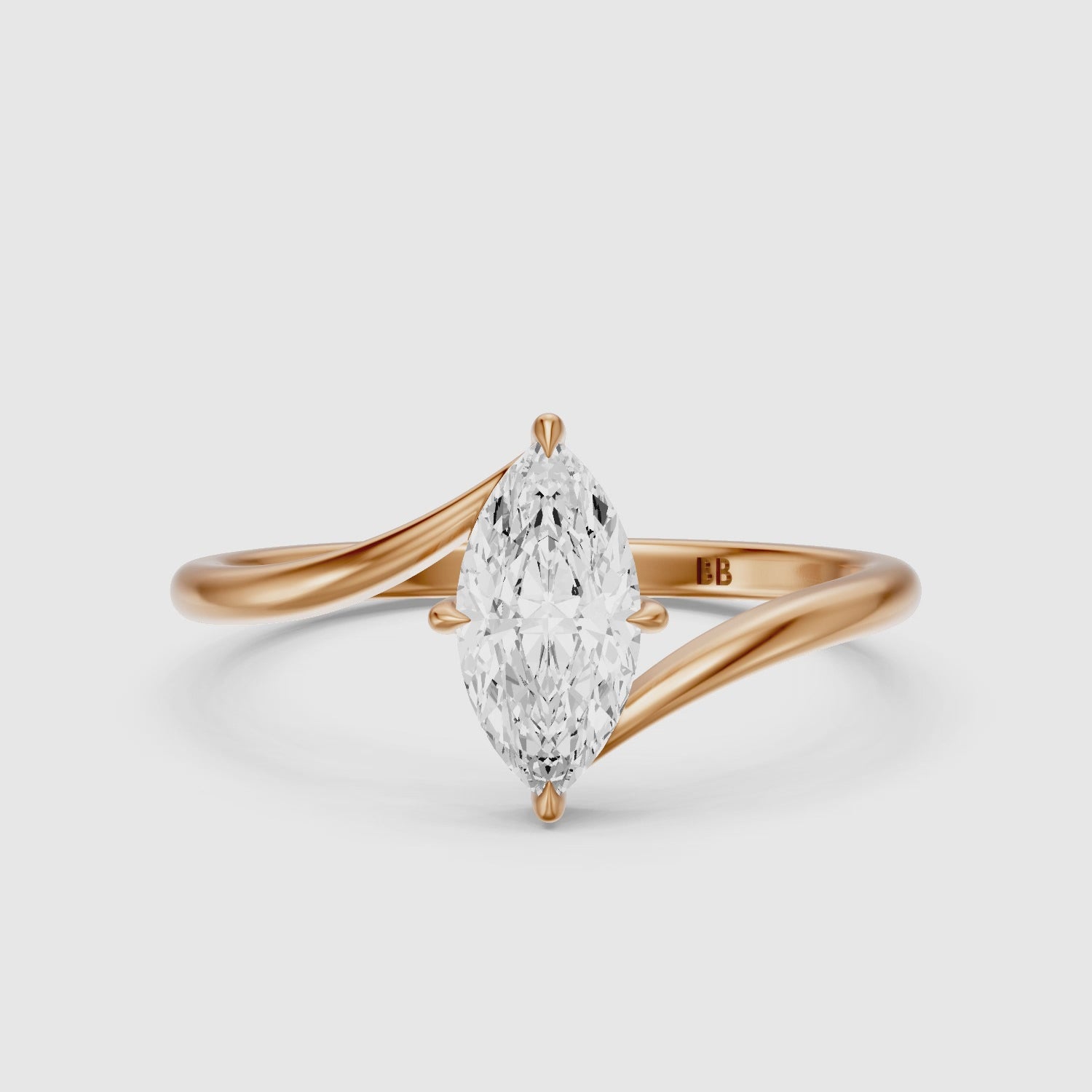 Load video: Mila Marquise Cut Solitaire Twist Shank Moissanite Diamond Ring