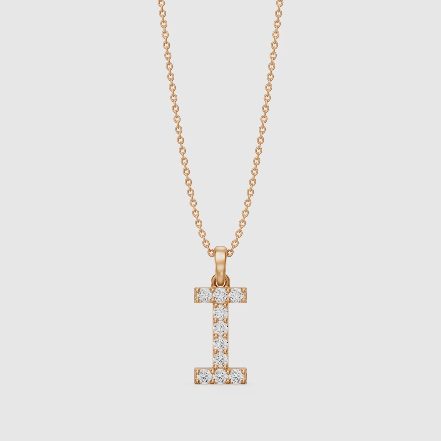 Load video: Rachel Lab Grown Diamond I Initial Pendant Necklace