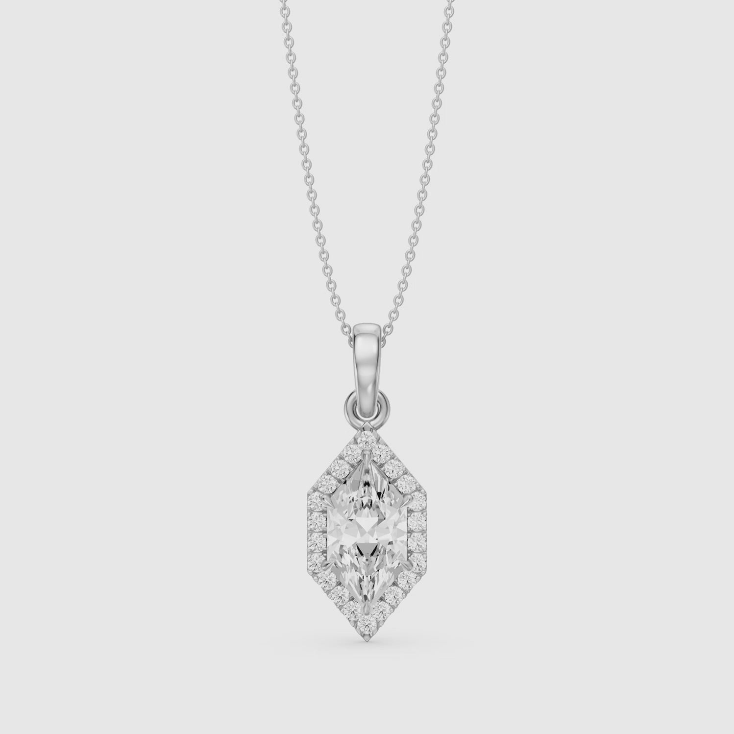 Load video: Eden Dutch Marquise Lab Grown Diamond Halo Pendant