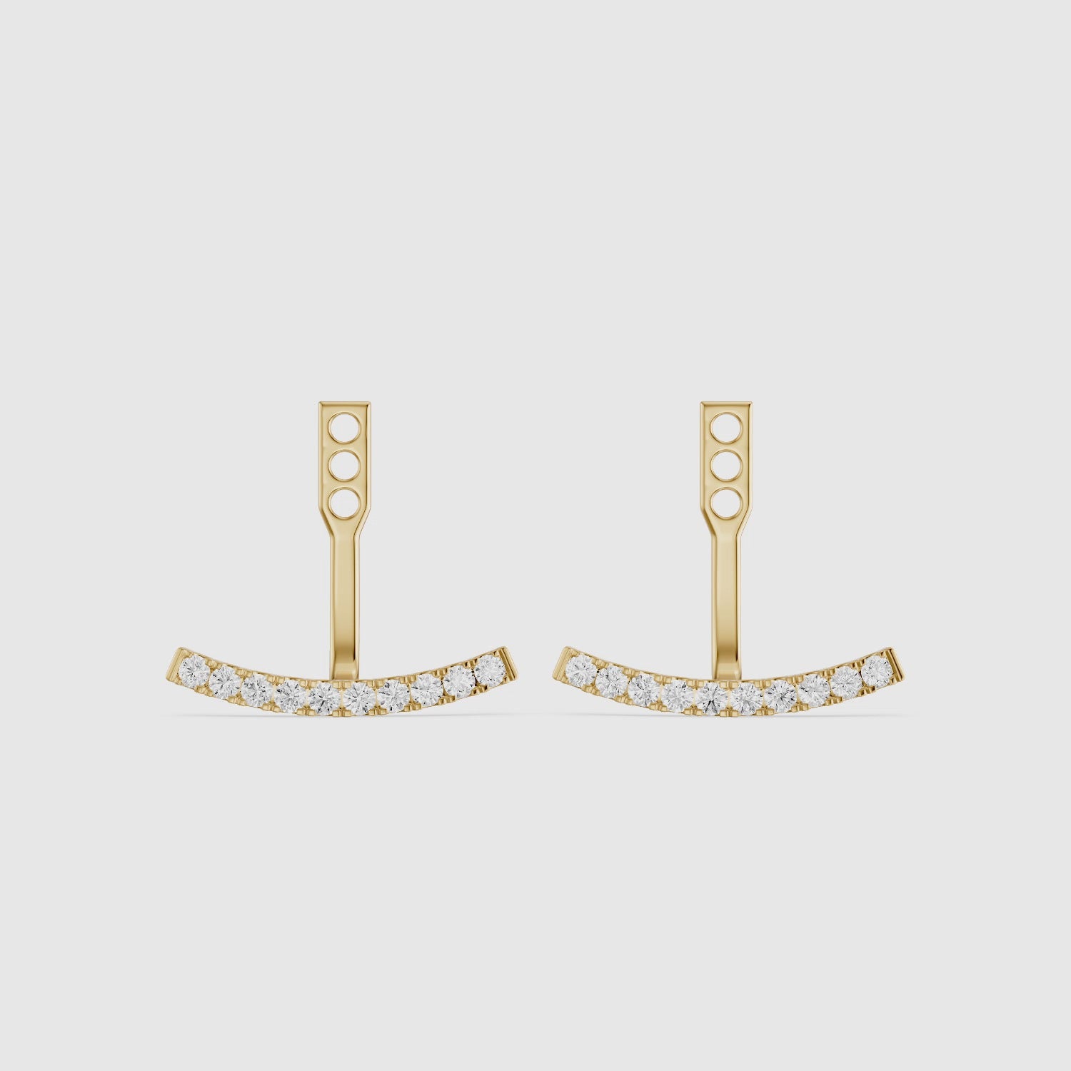 Load video: Karsyn Round Lab Grown Diamond Curved Pave Ear Jacket Earrings