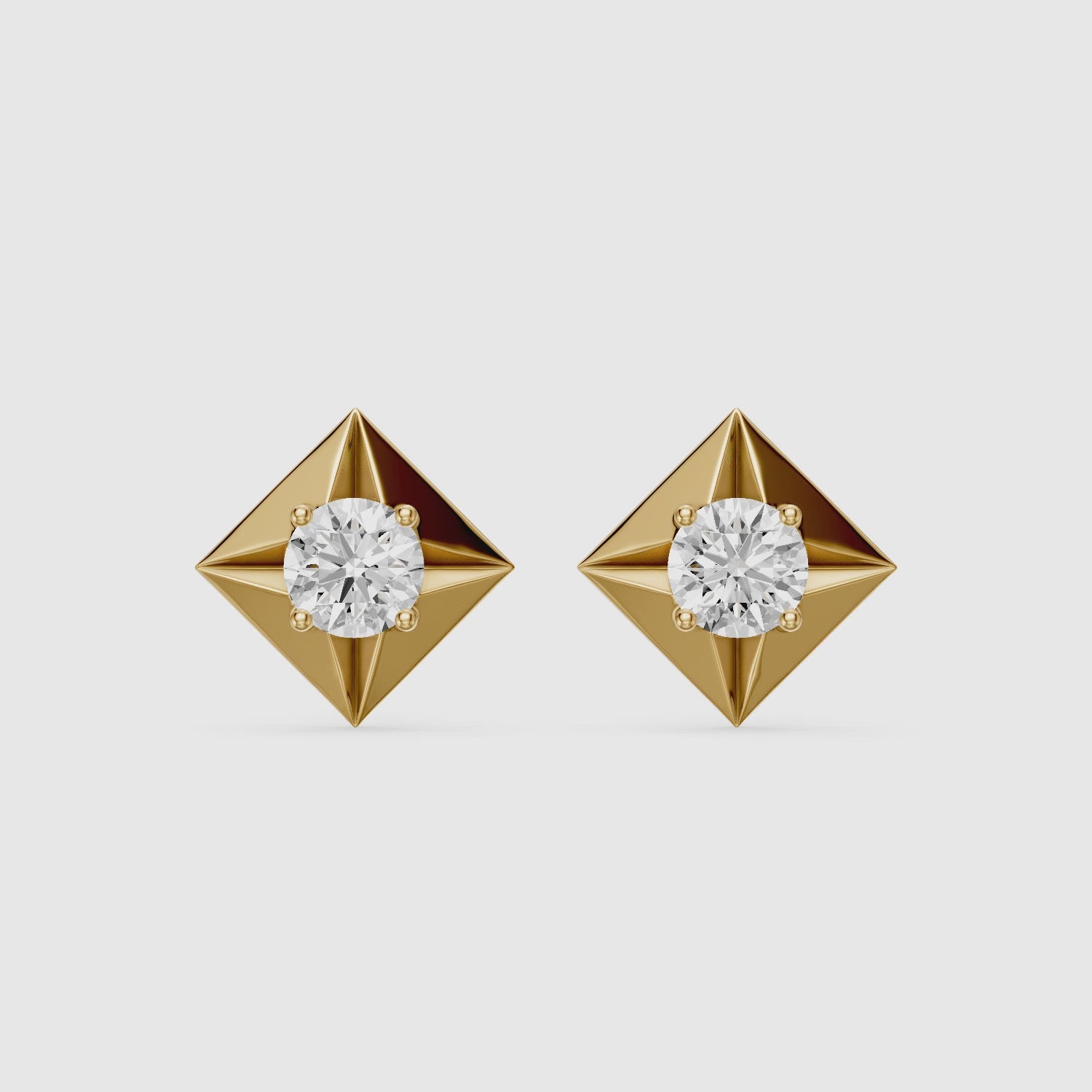 Load video: WilmaRound Cut Lab Grown Diamond Kite Bezel Stud Earrings