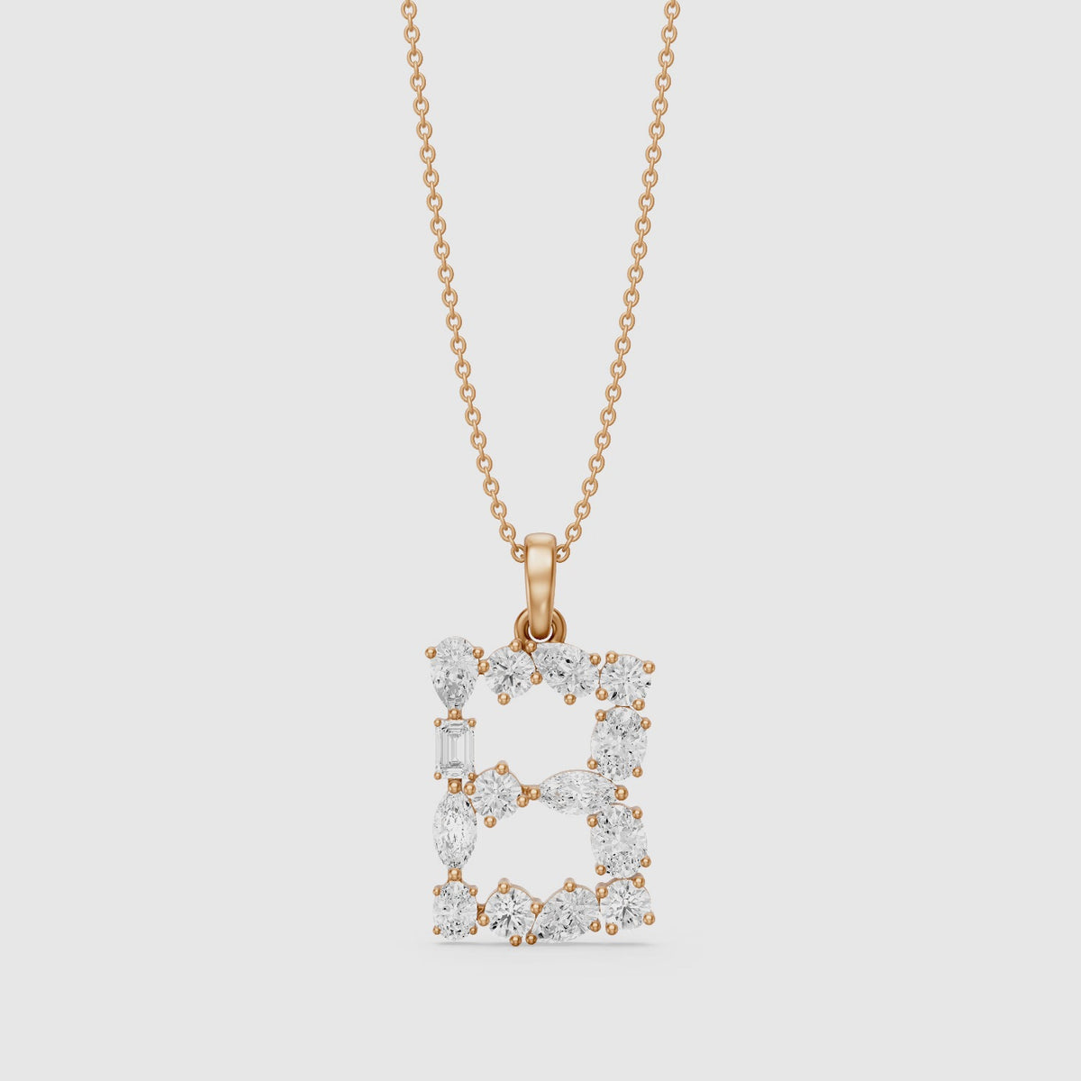Load video: Celestine Multi Shape Lab Grown Diamond Initial B Pendant