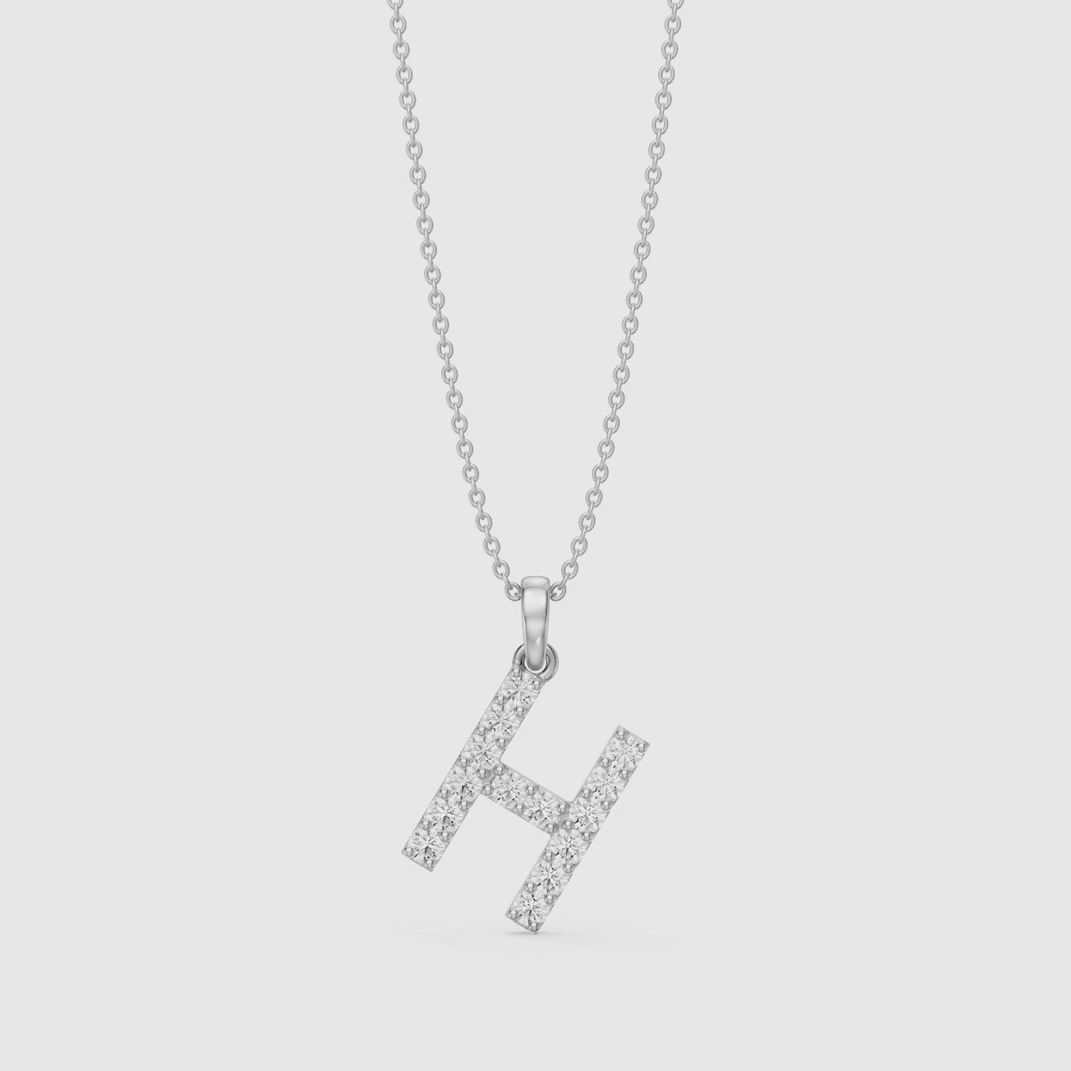 Load video: Caroline Lab Grown Diamond H Initial Pendant Necklace