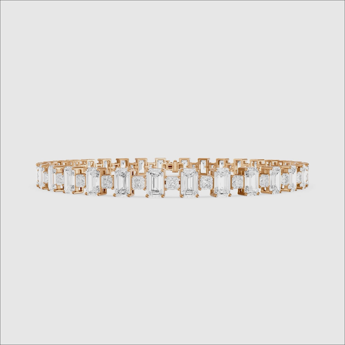 Load video: Corsima Emerald and Princess Cut Lab Grown Diamond Tennis Bracelet