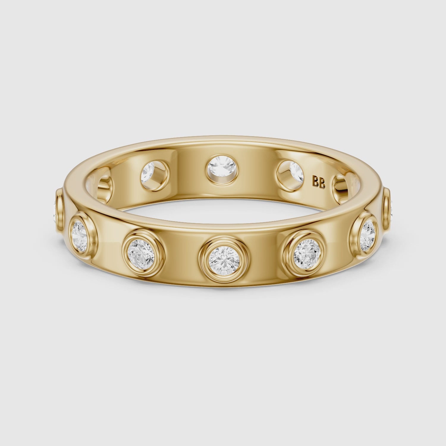 Load video: Orla Round Cut Lab Diamond Flush Set Eternity Band