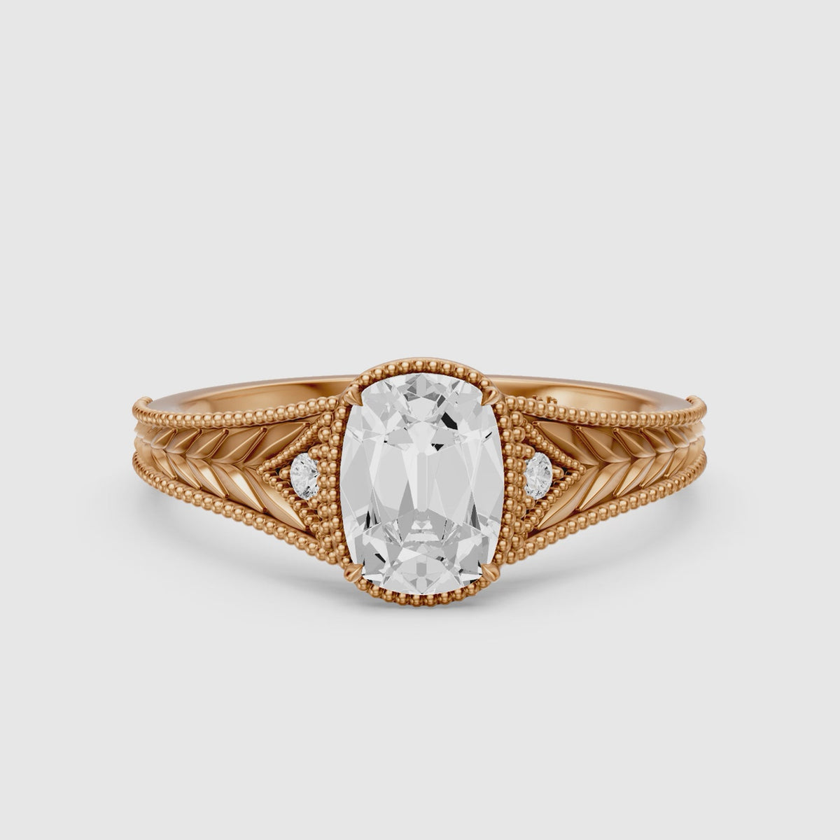 Load video: Taylor Old Mine Elongated Cushion Lab Grown Diamond Vintage Engagement Ring