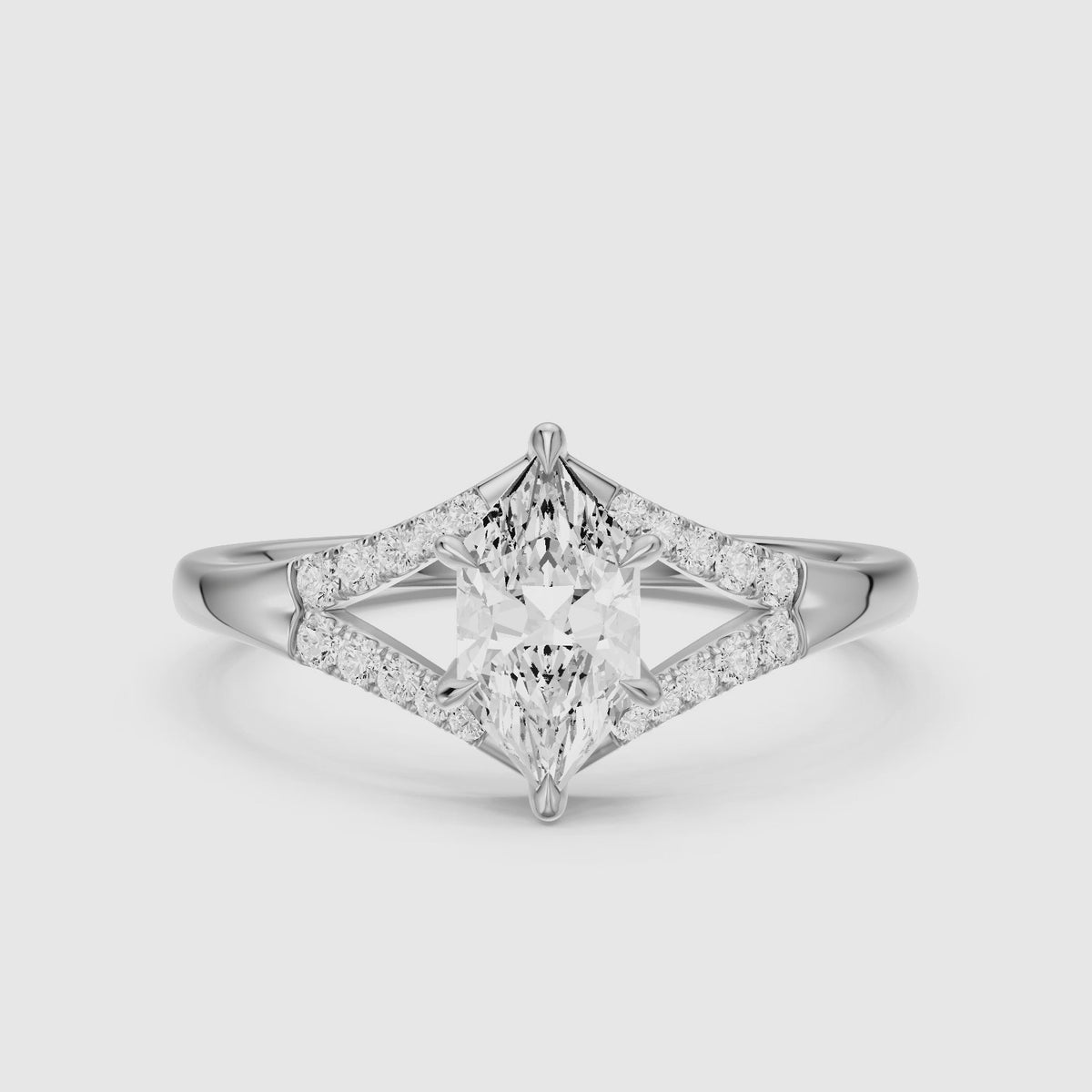 Load video: Natercia Dutch Marquise Lab Grown Diamond Pave Split Shank Engagement Ring