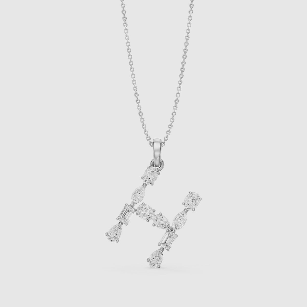 Load video: Hestia Multi Shape Lab Grown Diamond Initial H Pendant