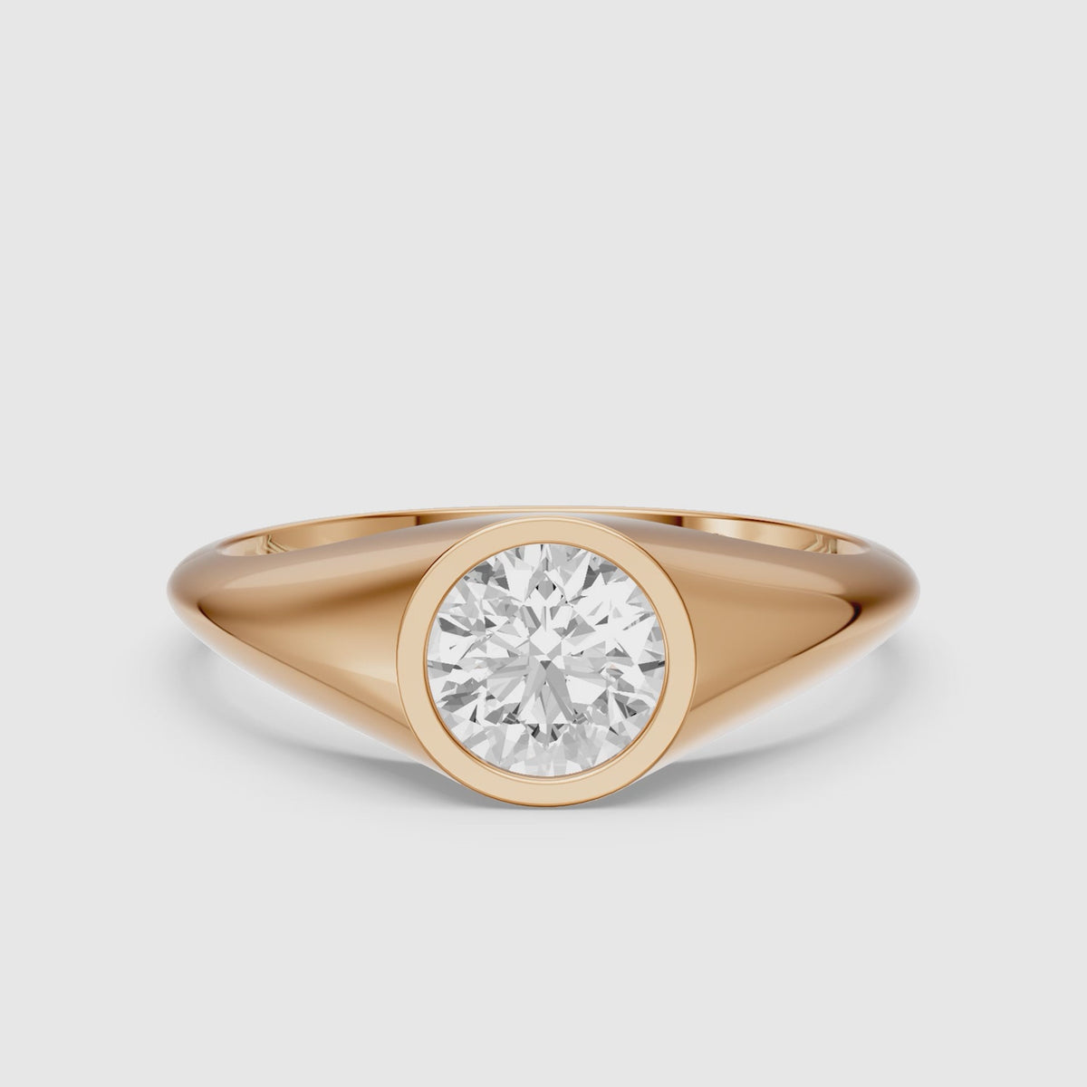 Load video: Vail Round Cut Lab Grown Diamond Bezel Solitaire Ring