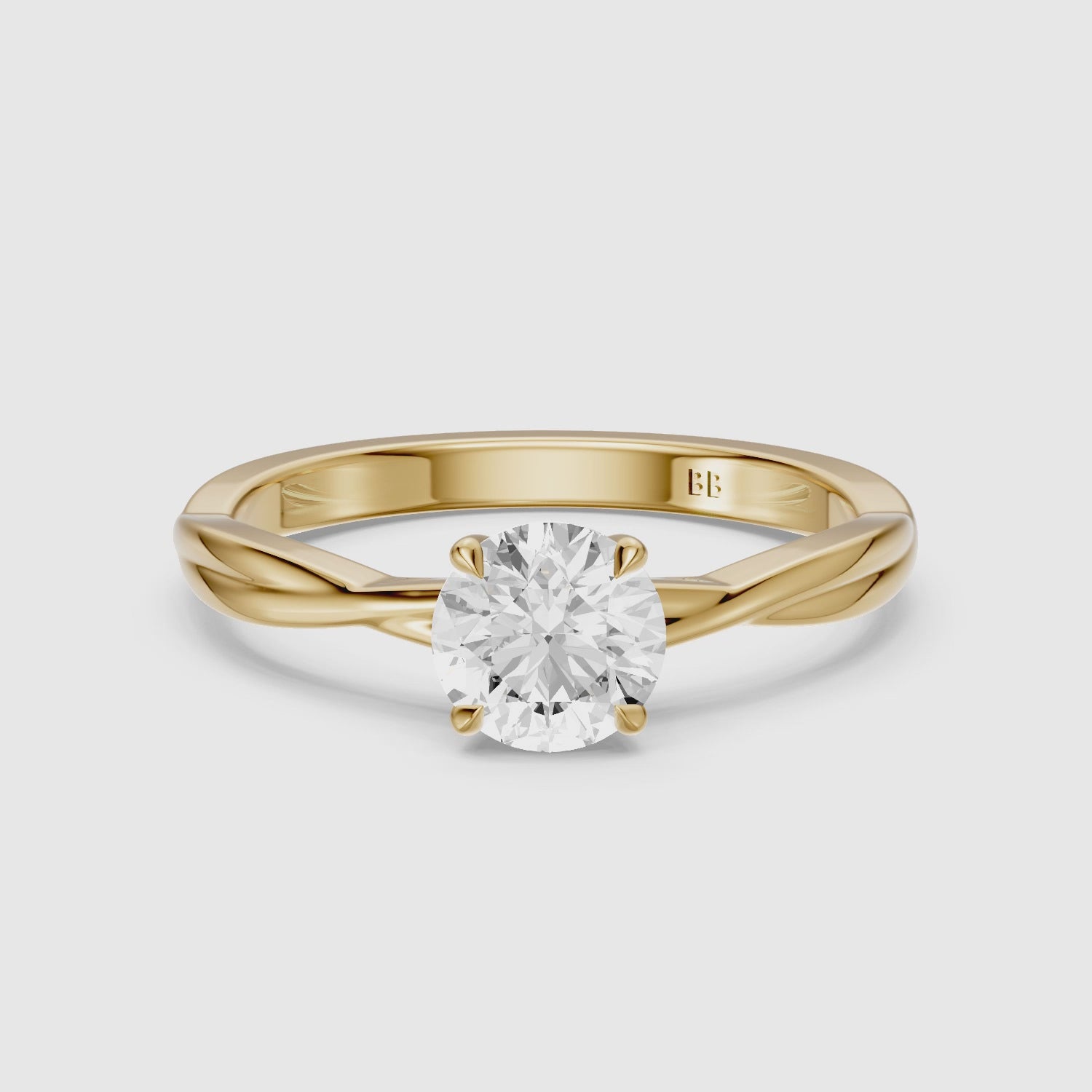 Load video: Selina Round Cut Solitaire Twisted Band Lab Grown Diamond Ring