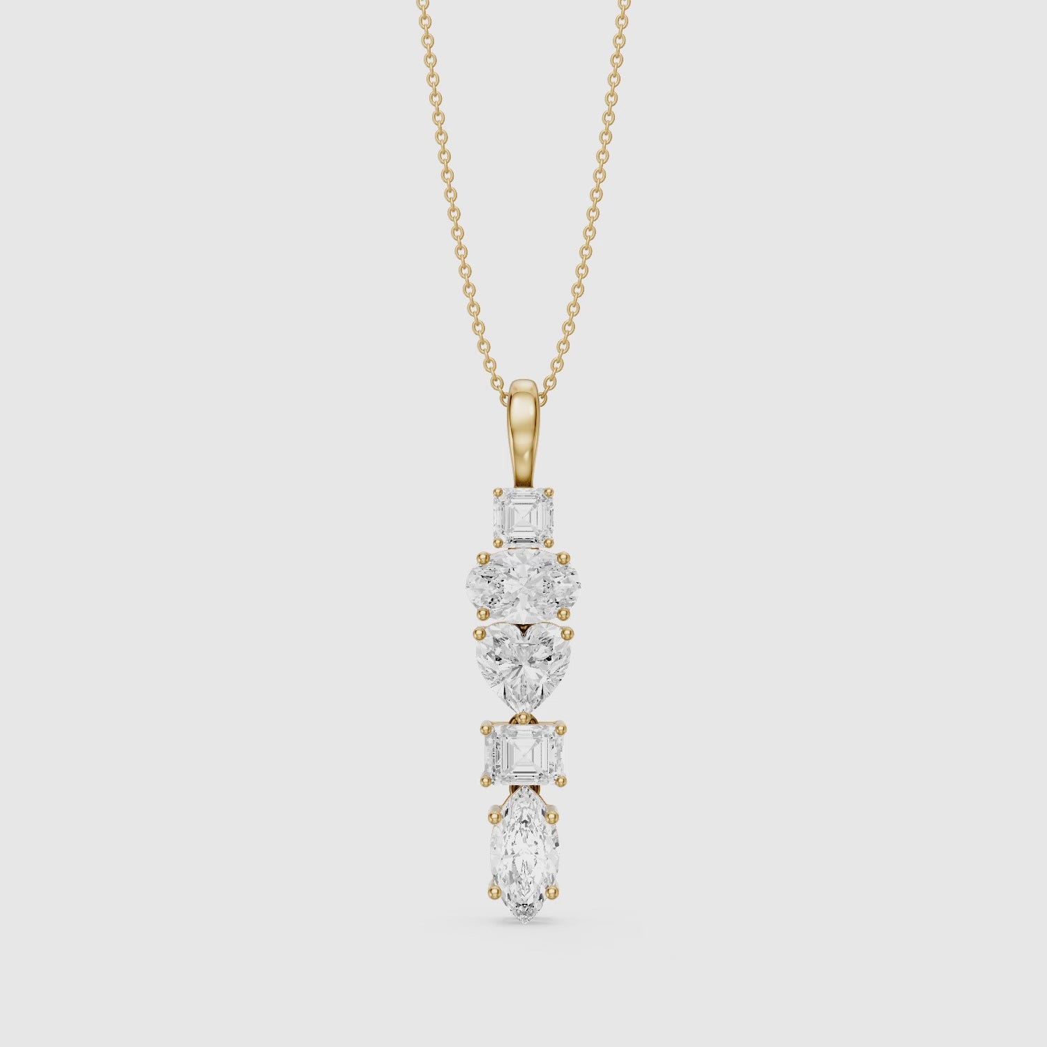 Load video: Clara Mixed Shape Lab Grown Diamond Drop Pendant
