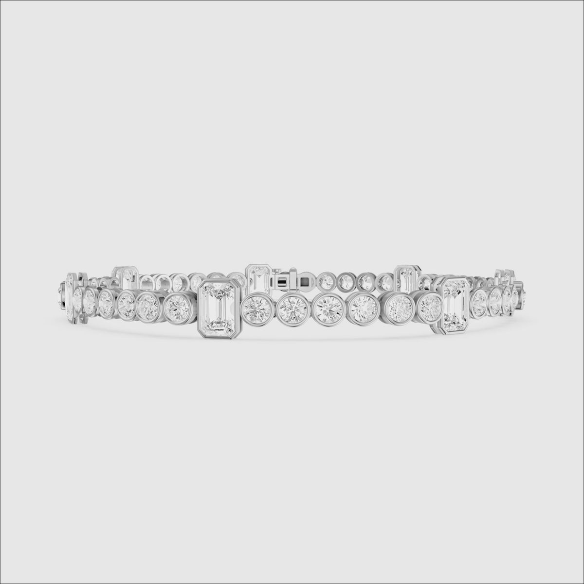 Load video: Daisy Emerald Cut and Round Lab Grown Diamond Station Tennis Bracelet