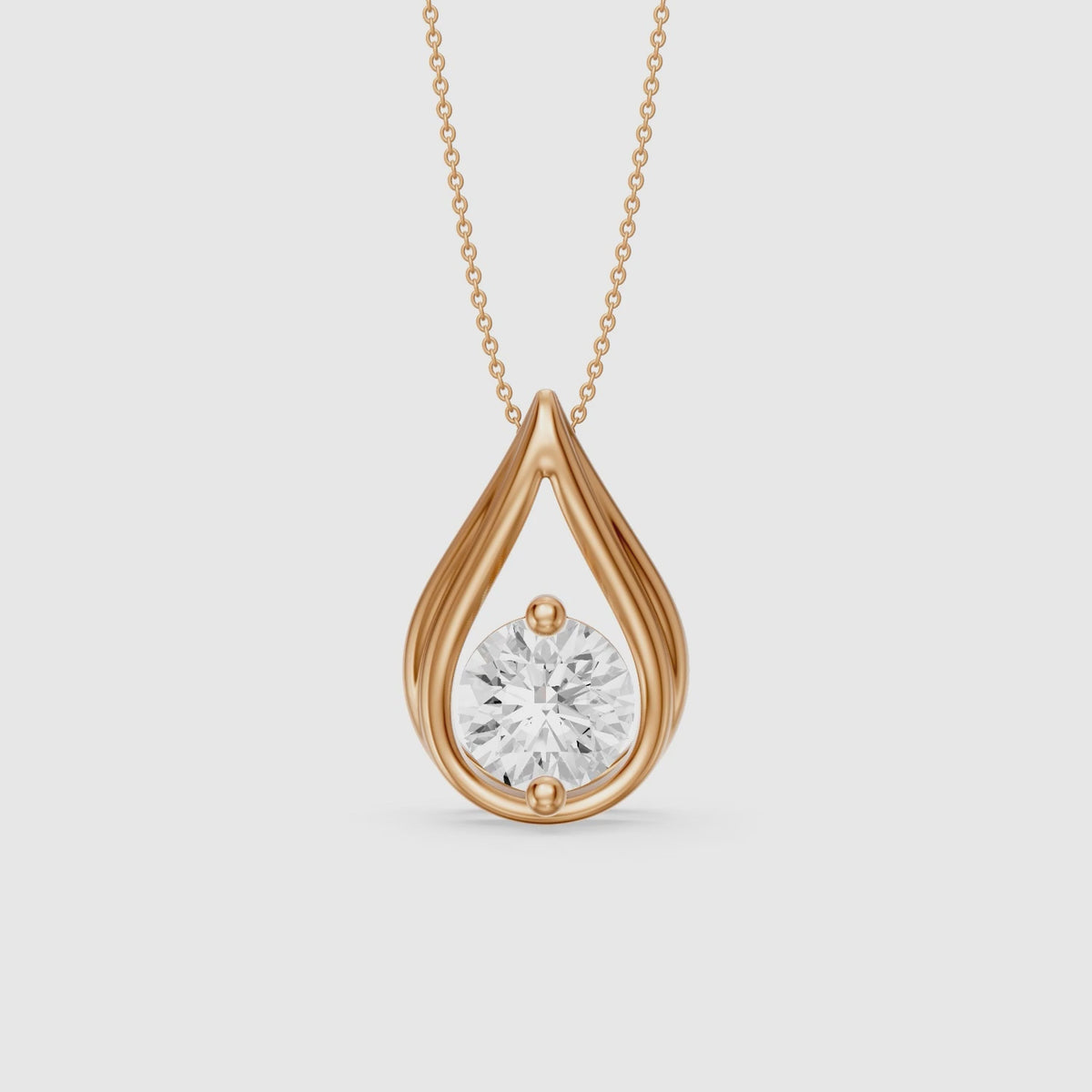 Load video: Lucille Floating Round Lab Grown Diamond Teardrop Pendant