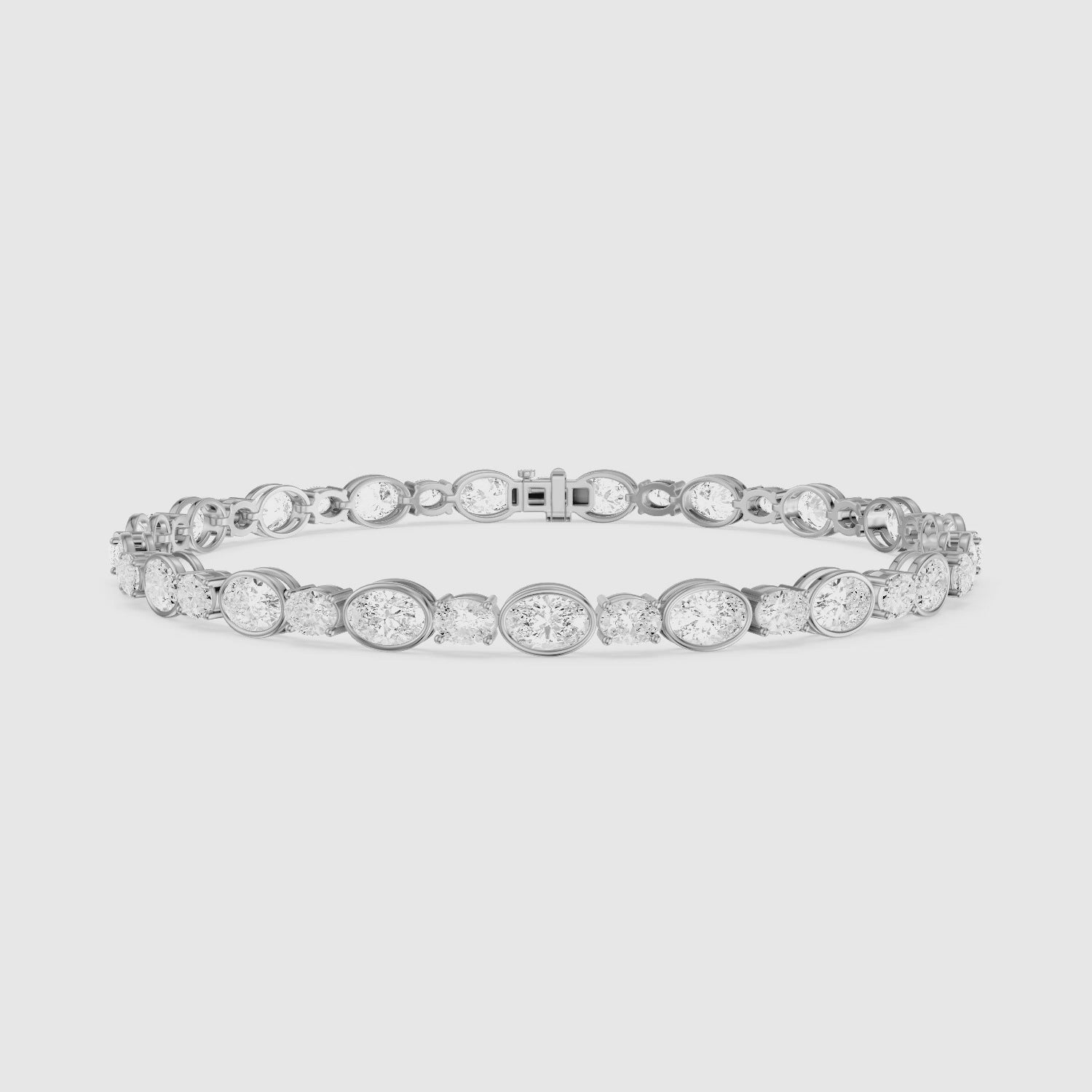 Load video: Aliyah Bezel Oval Alternating Lab Grown Diamond Tennis Bracelet