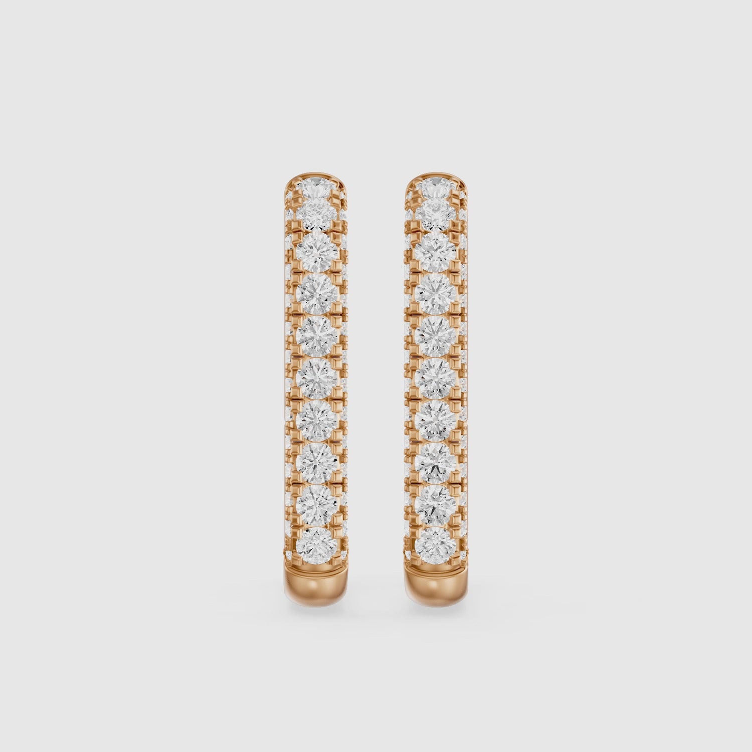 Load video: Simone Round Lab Grown Diamond Pave Rectangular Huggie Earrings