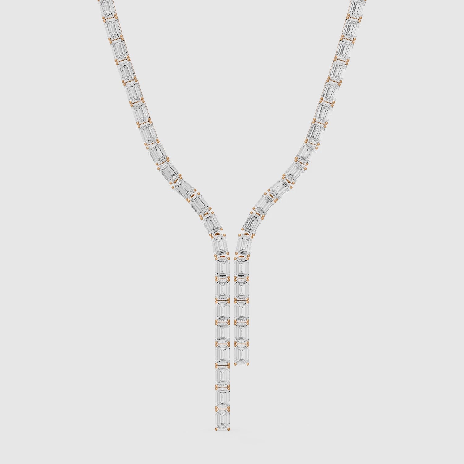 Load video: Adalynn Emerald Lab Grown Diamond Split Tennis Necklace
