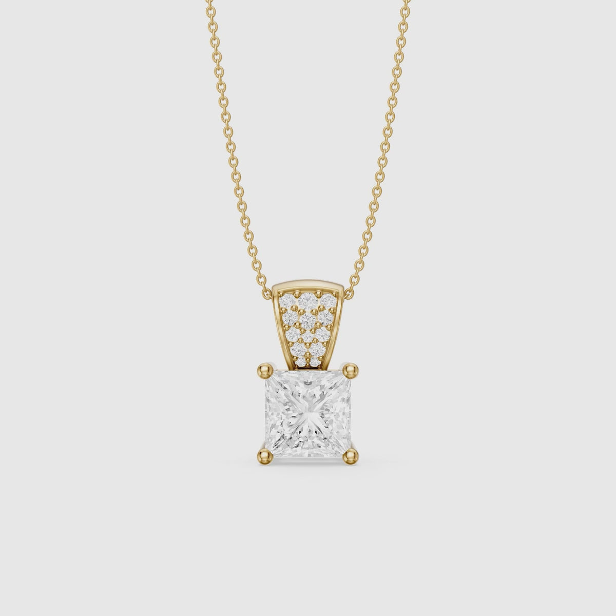 Load video: Briella Princess Cut Lab Grown Diamond Drop Pendant