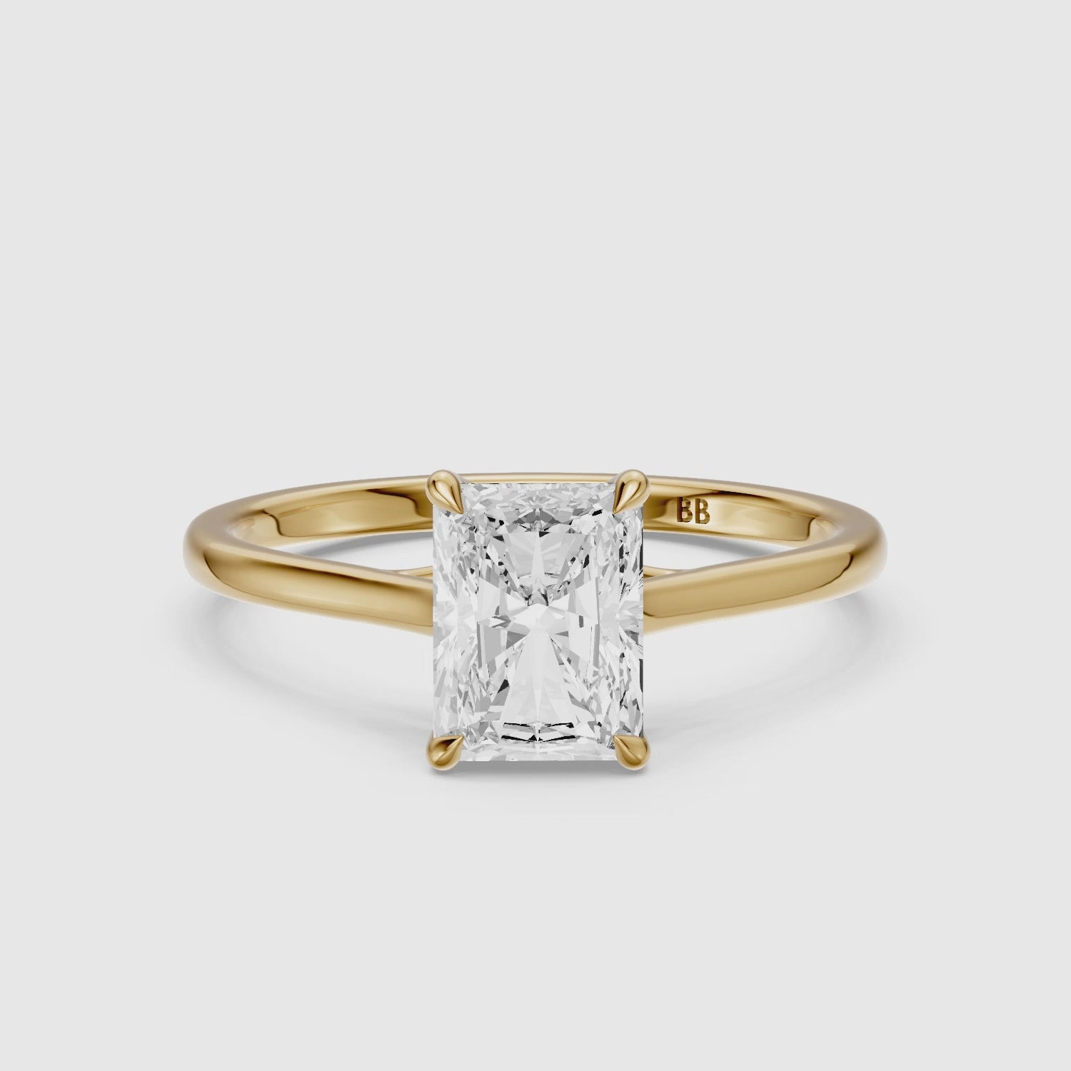 Load video: Sophia 4 Prong Radiant Cut Solitaire Moissanite Diamond Ring