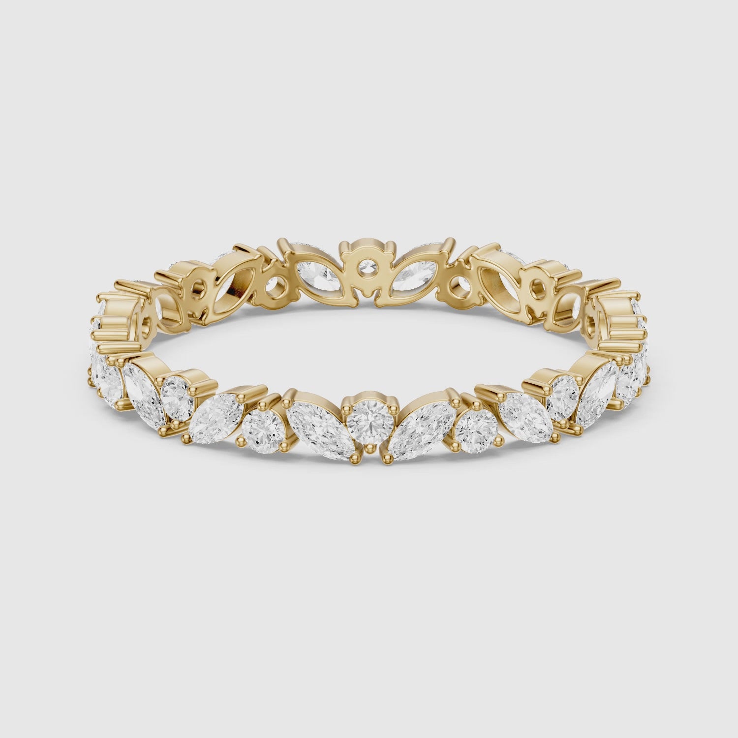 Load video: Margot Mixed Shape Marquise and Round Lab Grown Diamond Eternity Band