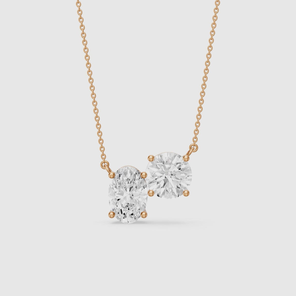 Load video: Alessia Oval and Round Lab Grown Diamond Toi Et Moi Pendant
