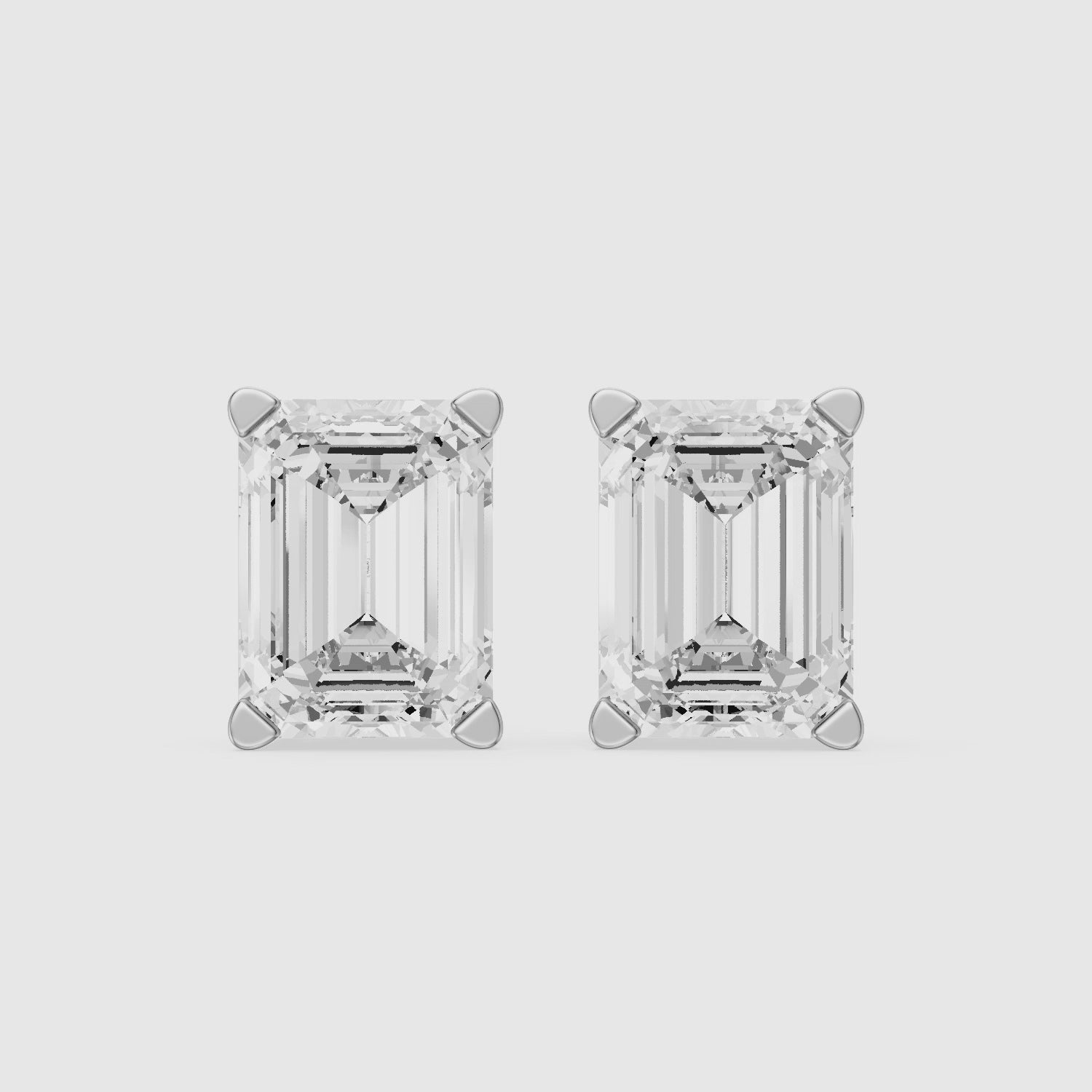 Load video: Veselina Emerald Cut Lab Grown Diamond Filigree Scroll Stud Earrings