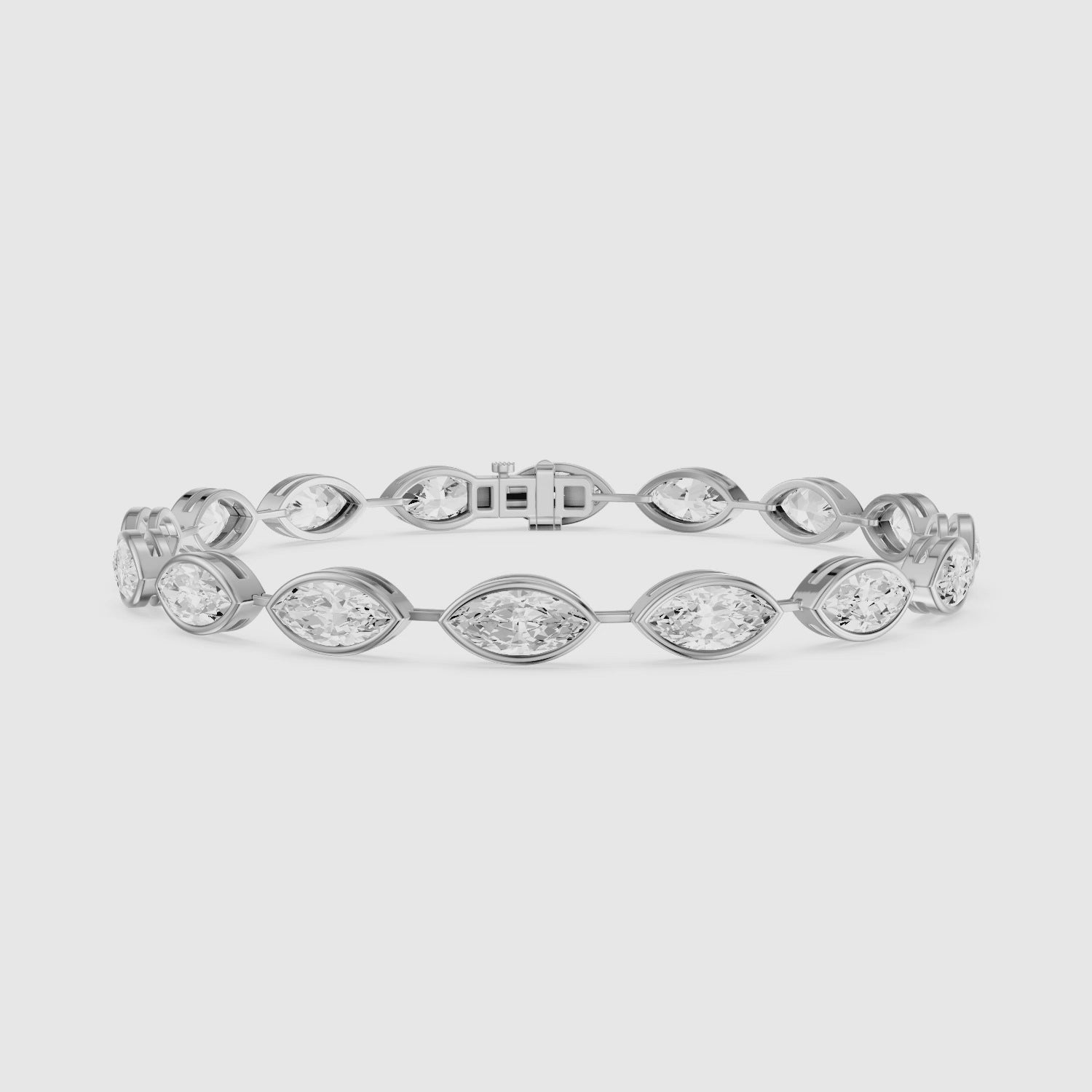 Load video: Alinn Marquise Cut Lab Grown Diamond  Bezel Set Tennis Bracelet