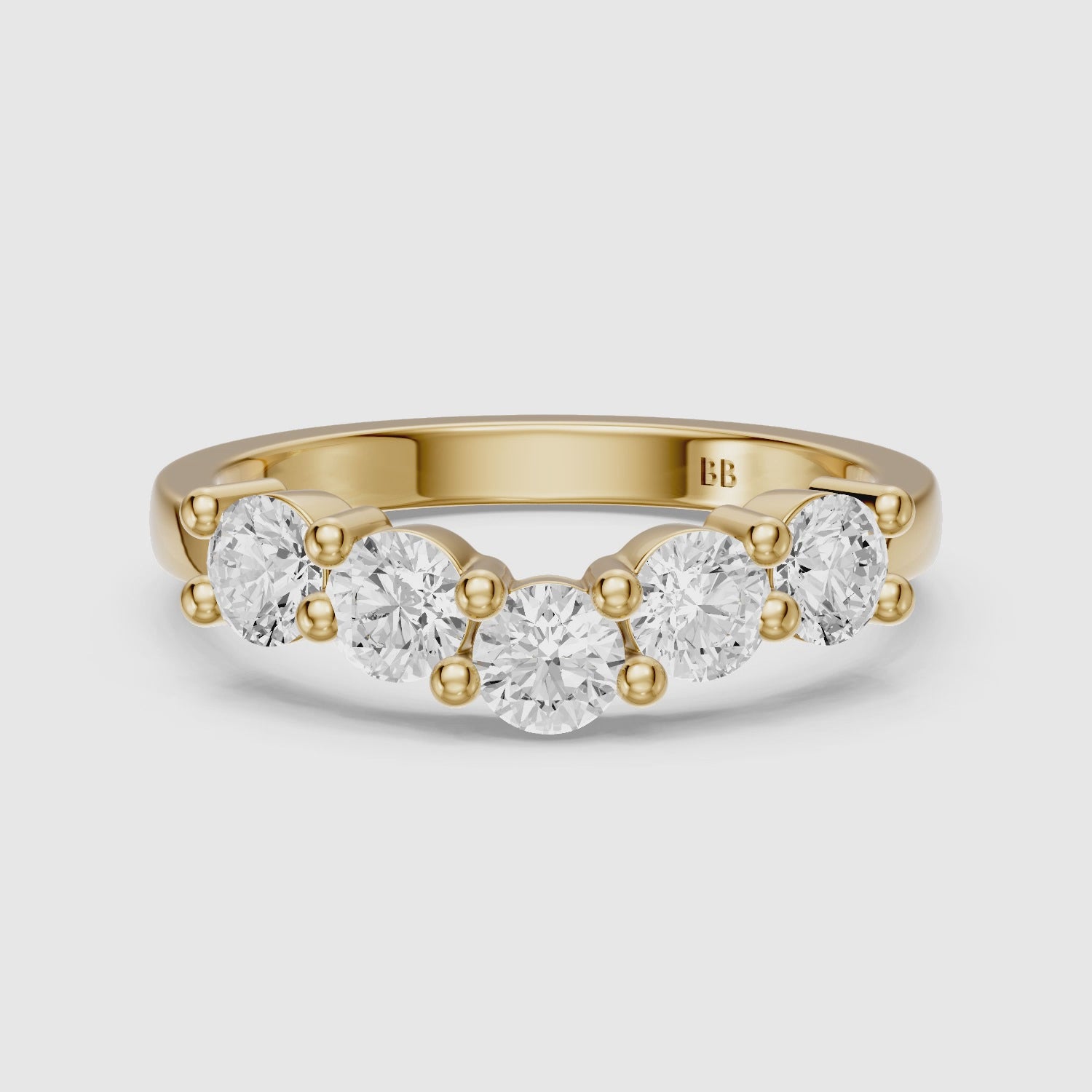 Load video: Nina Bold Setting Round Lab Diamond Curved Anniversary Band