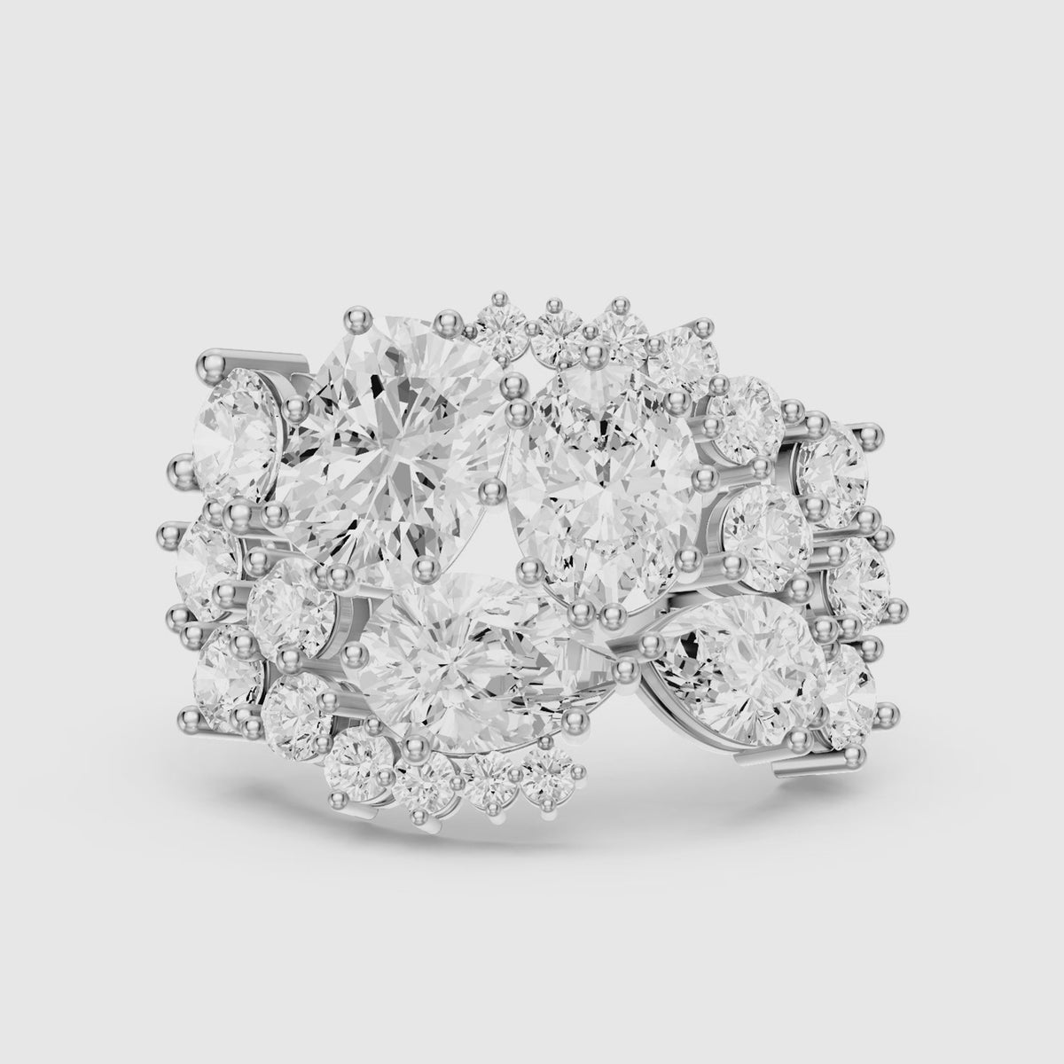 Load video: Lainey Multi Shape Lab Grown Diamond Cluster Engagement Ring