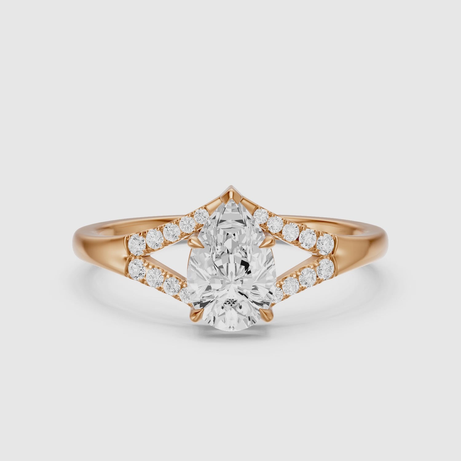 Load video: Emerson Pear Cut Split Shank Lab Grown Diamond Engagement Ring