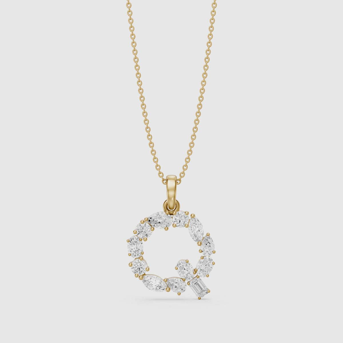 Load video: Alva Multi Shape Lab Grown Diamond Initial Q Pendant