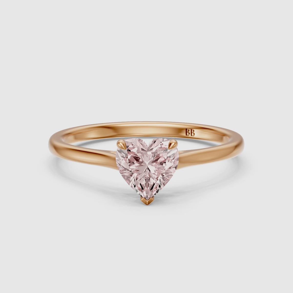 Load video: Amabel Heart Shaped Solitaire Cathedral Style Pink Lab Grown Diamond Ring