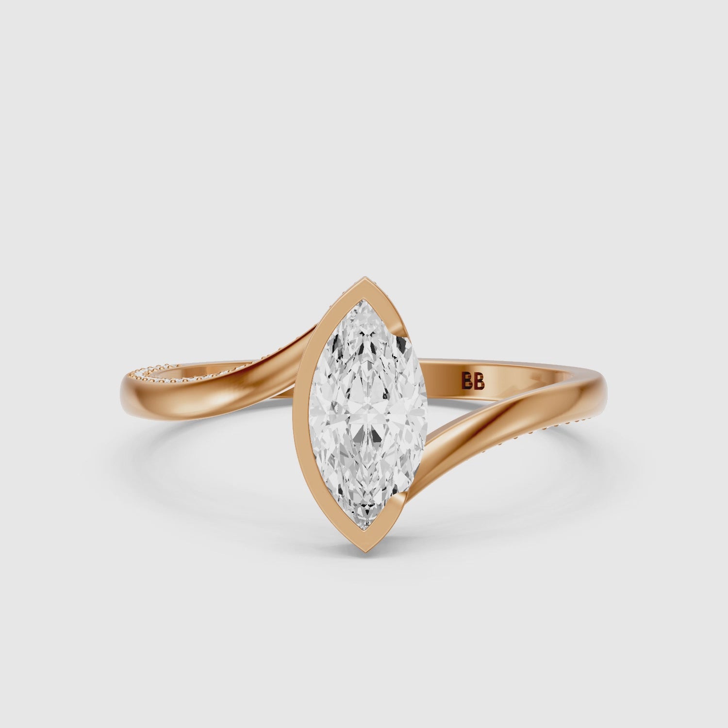 Load video: Sienna Marquise Cut Bezel Lab Grown Diamond Ring