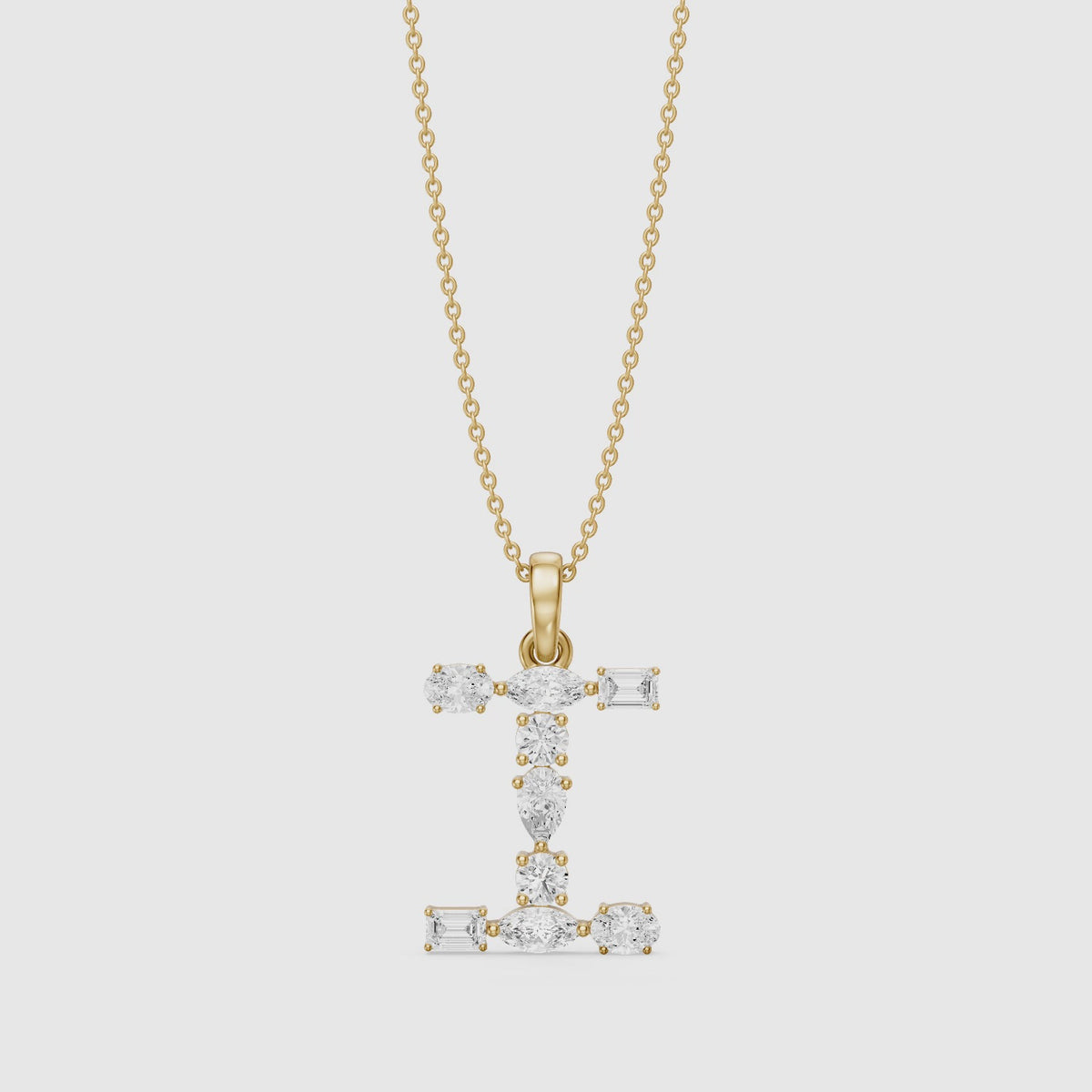 Load video: Hollis Multi Shape Lab Grown Diamond Initial I Pendant