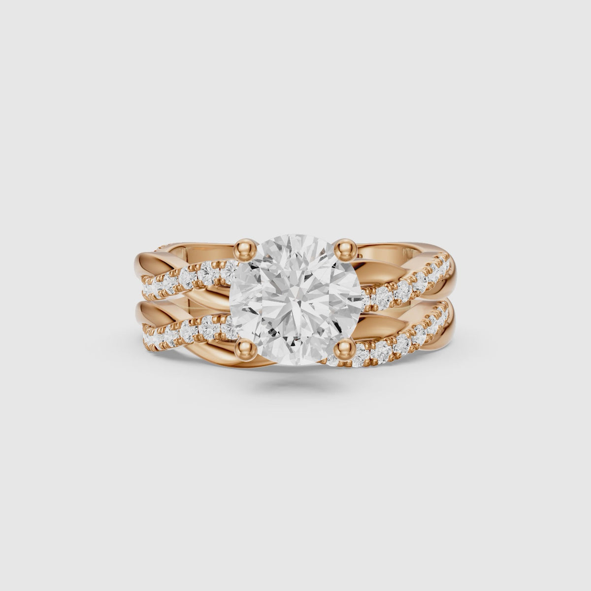 Load video: Isaura Round Lab Grown Diamond Twisted Bridal Set