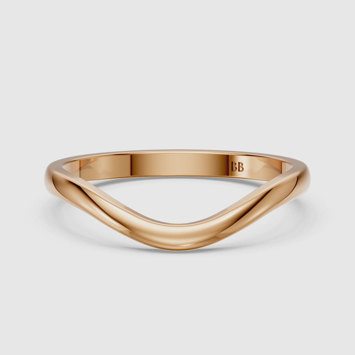 Load video: Jovie Curved Plain Wedding Band