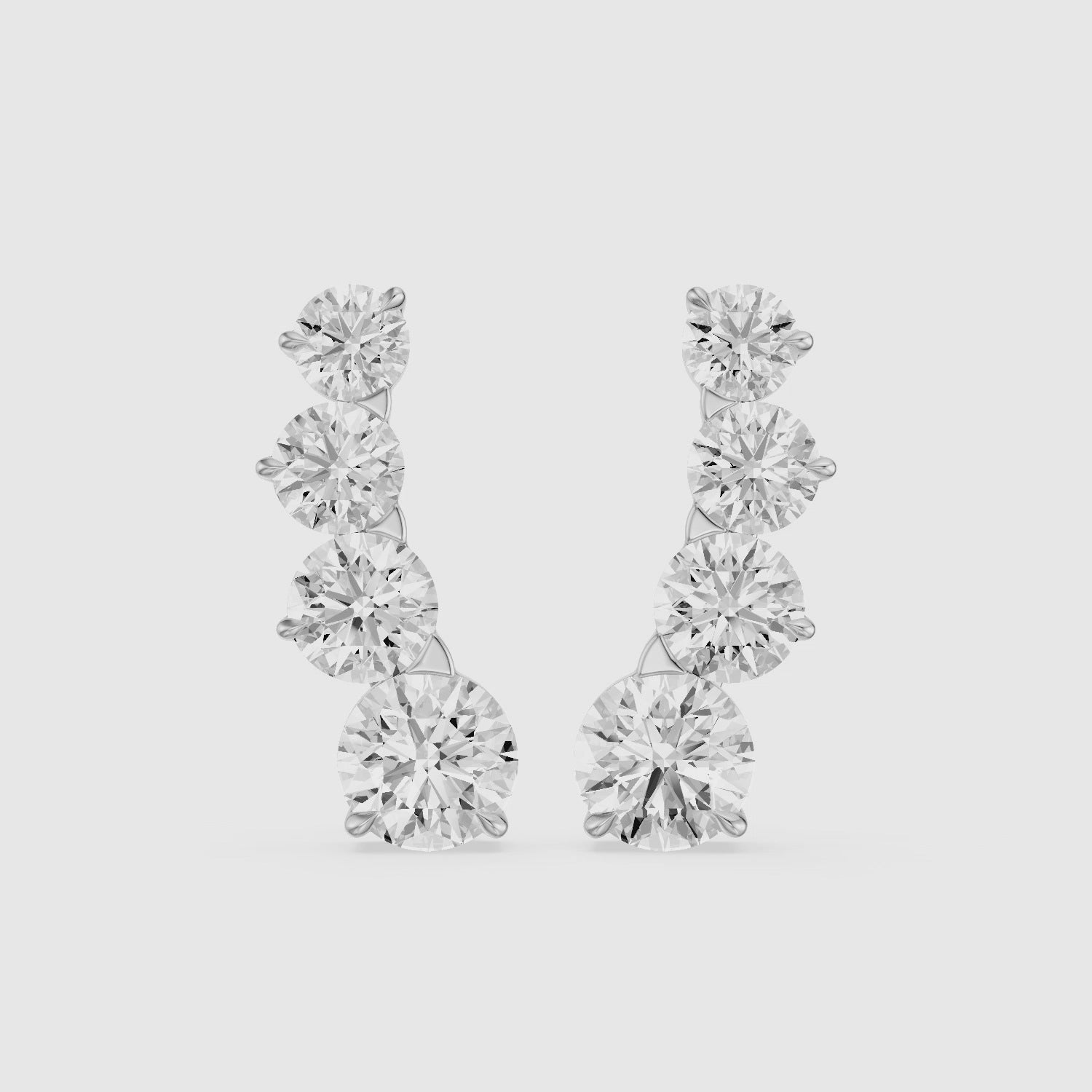 Load video: Caitlin Graduated Round Lab Grown Diamond Ear Climber Earrings