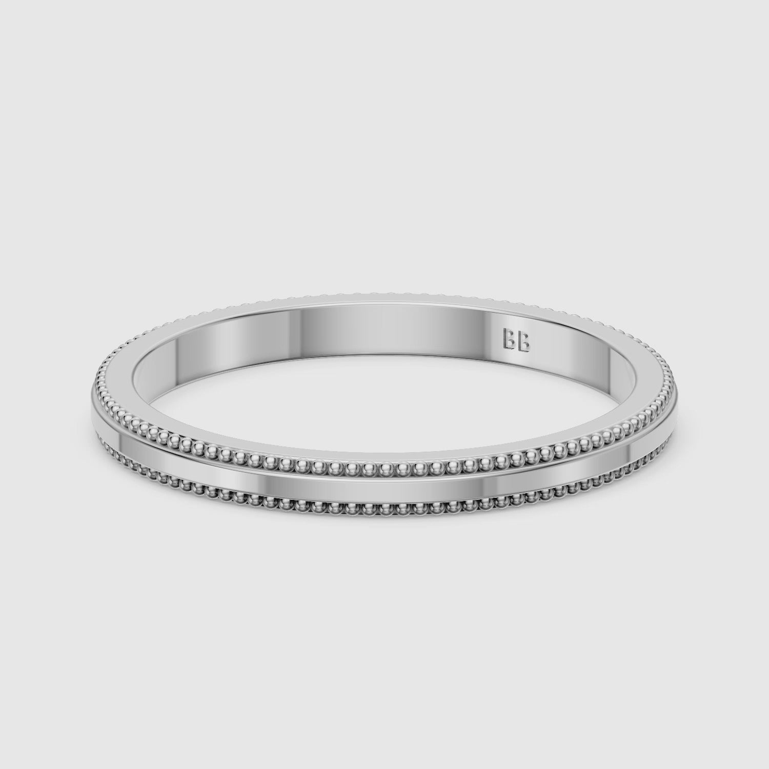 Load video: Jenic Flat Milgrain Plain Wedding Band