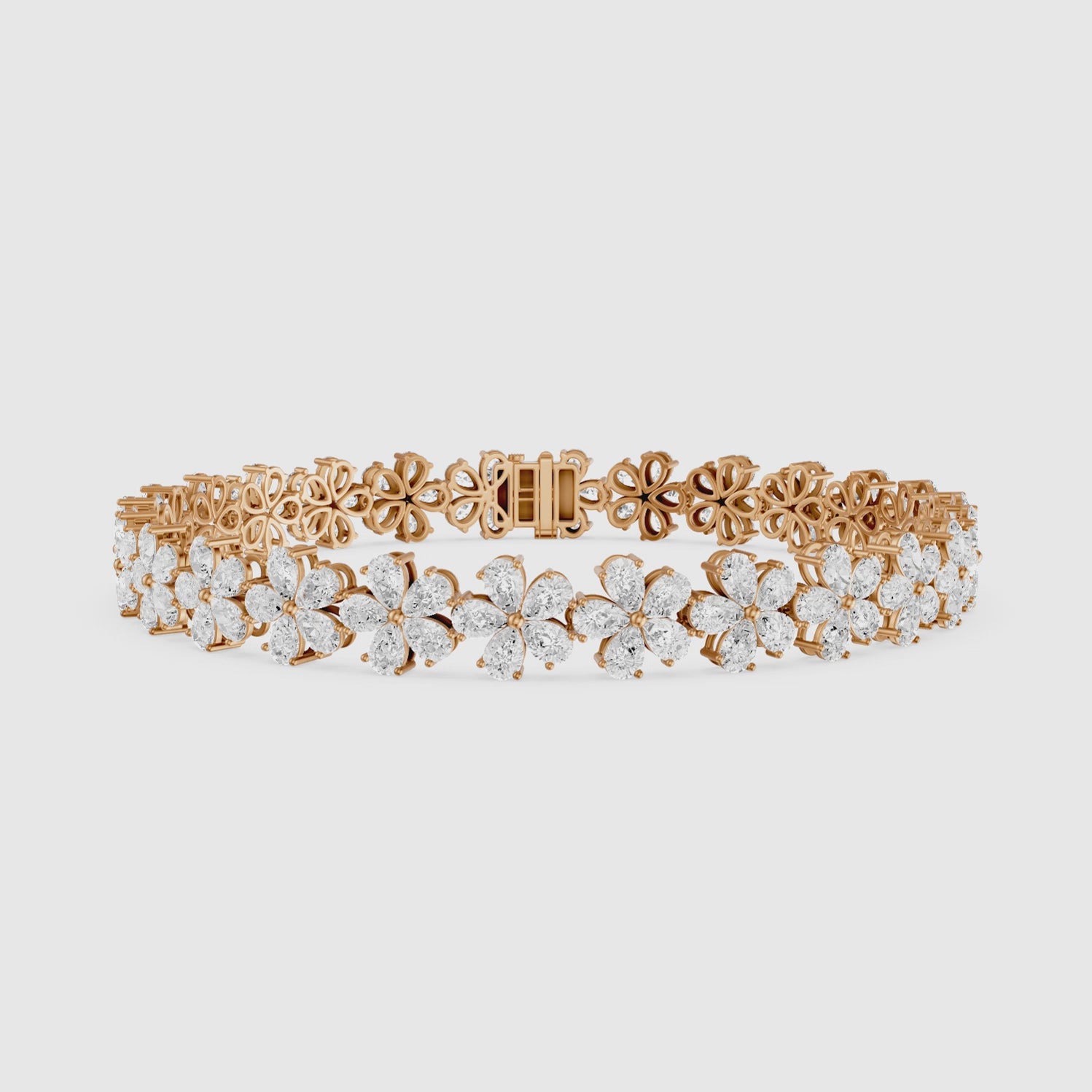 Load video: Bettina Pear Shape Floral Lab Grown Diamond Tennis Bracelet
