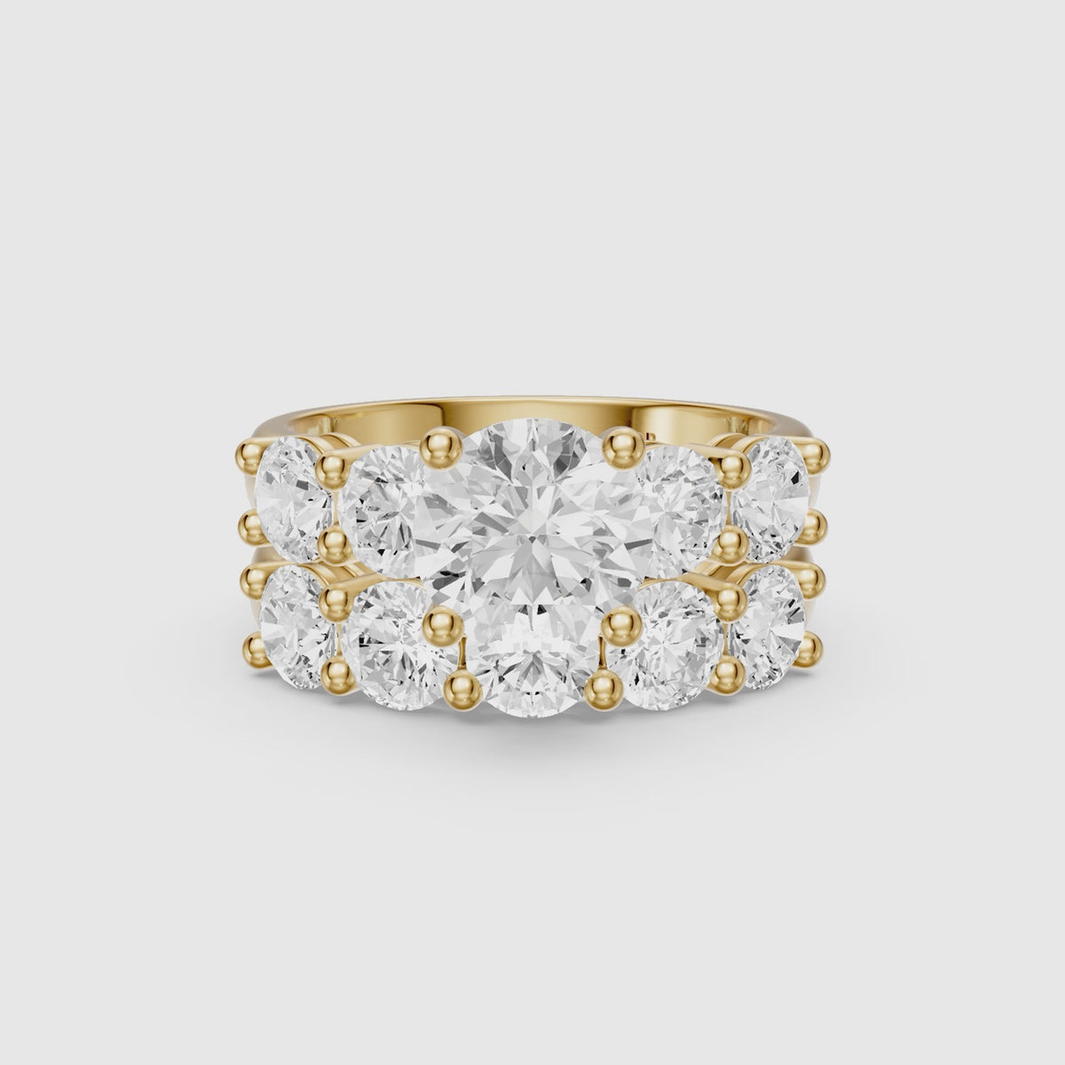 Load video: Ester Five Stone Round Lab Grown Diamond Cluster Bridal Set